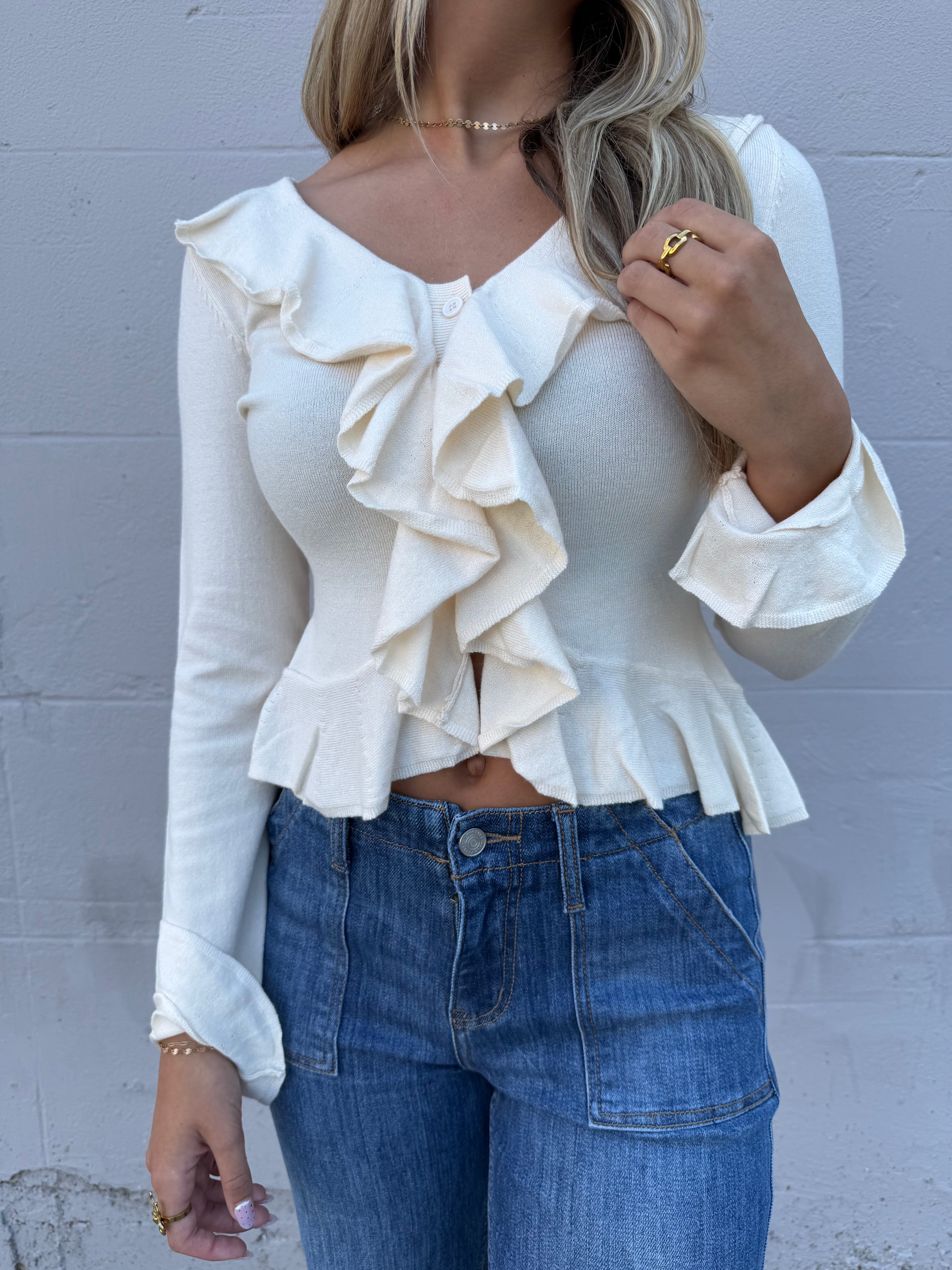 Vanilla Ruffle Charm Blouse