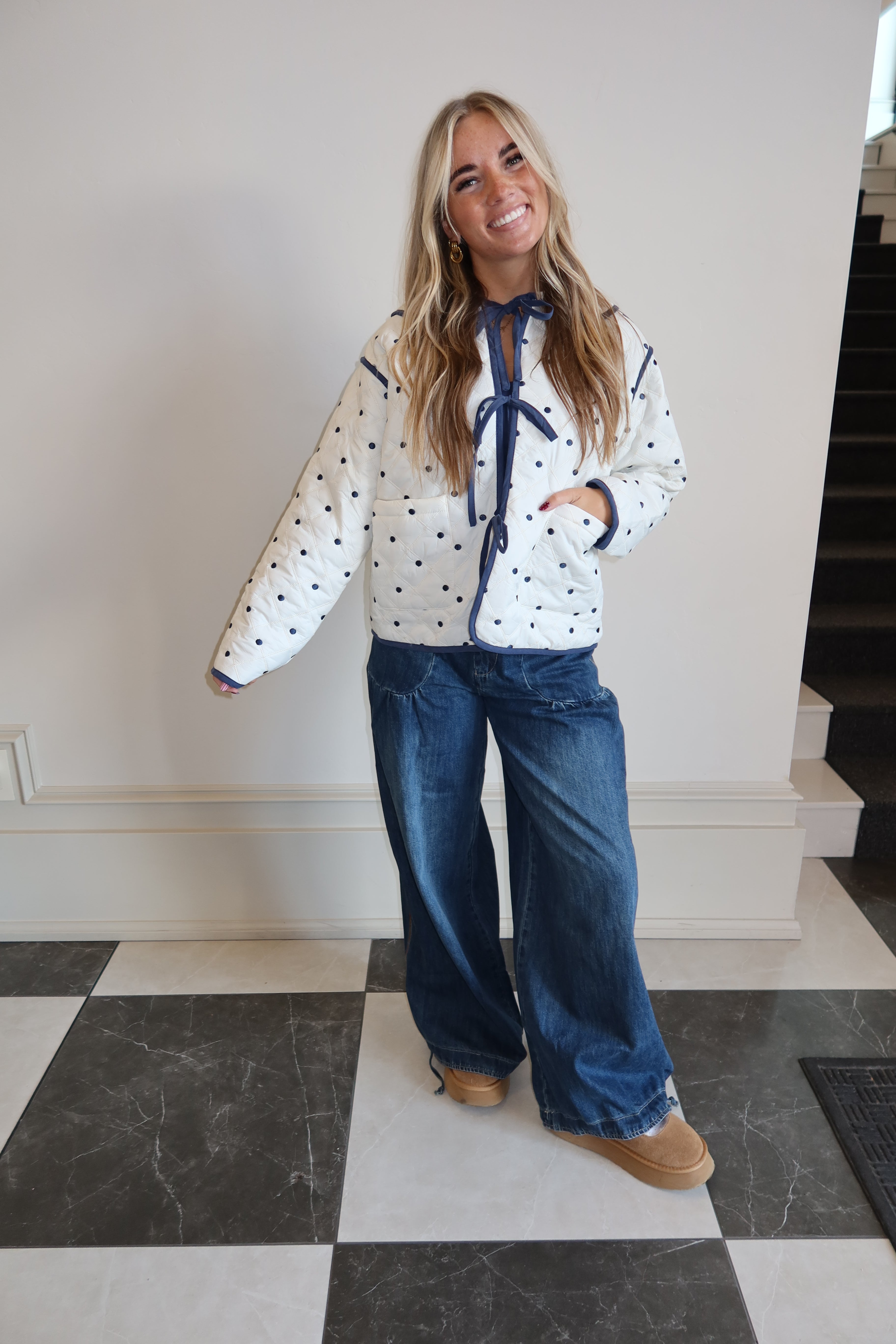 Navy Dotted Charm Coat