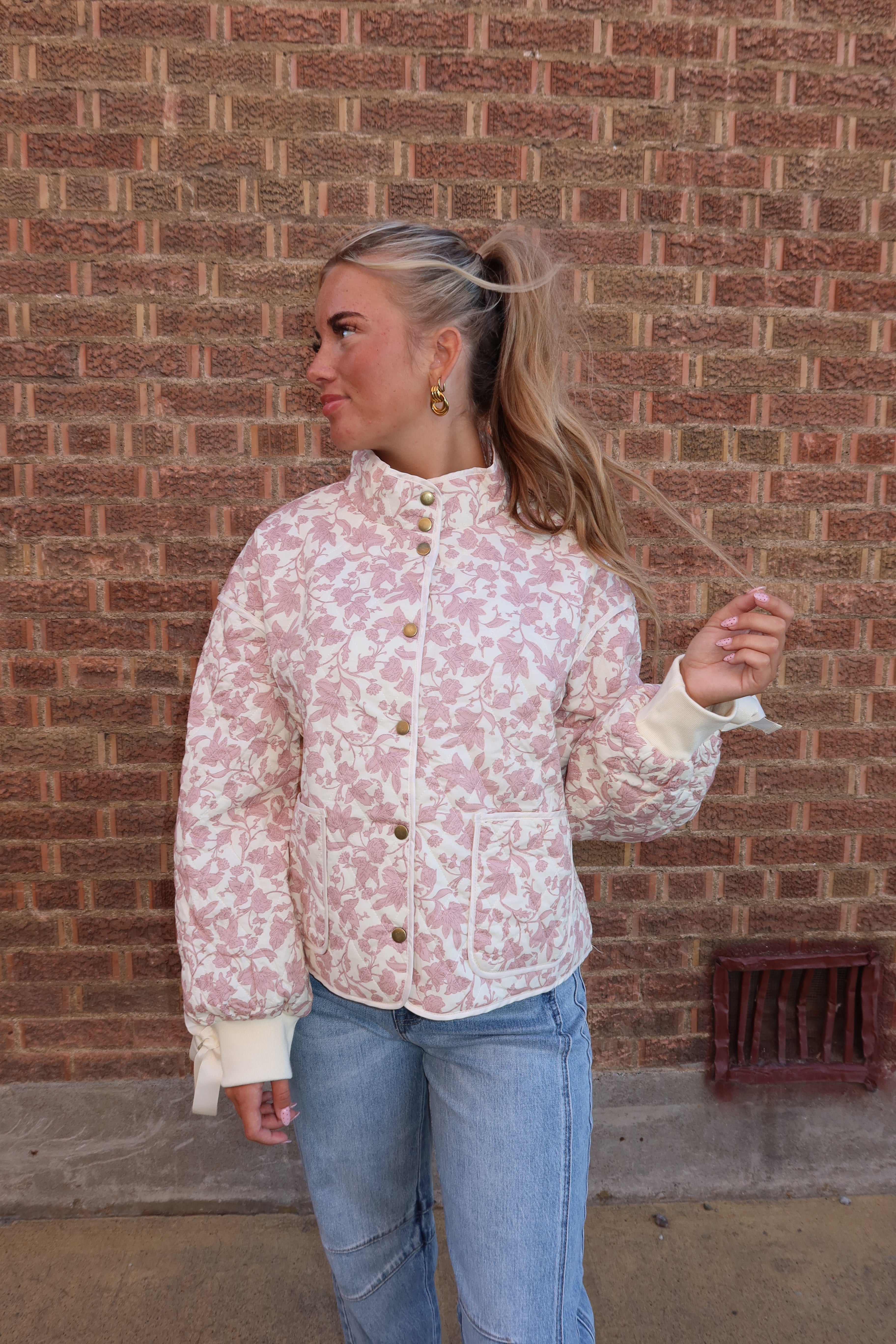 Ivory Pink Floral Jacket