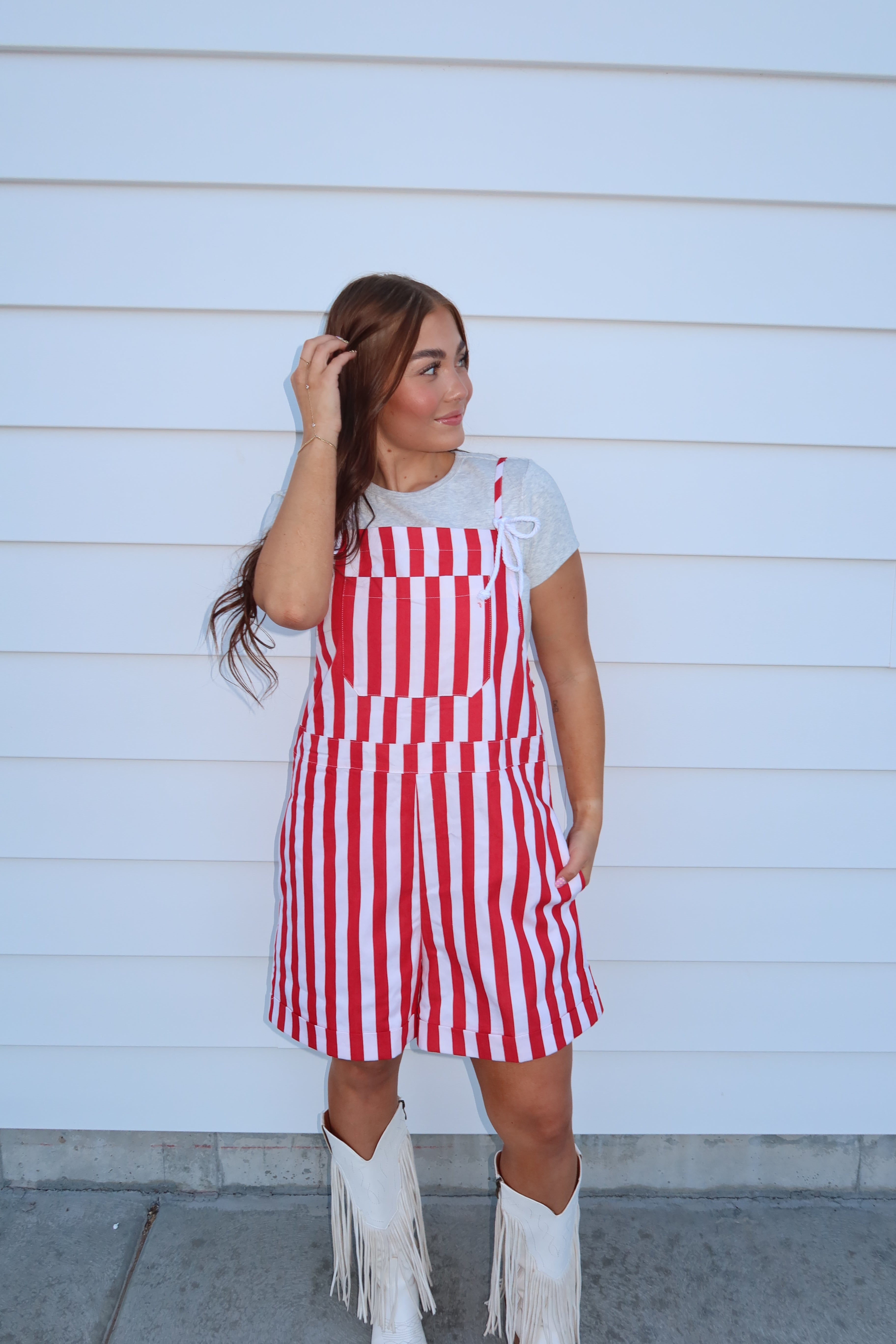 Red Stripe Overalls