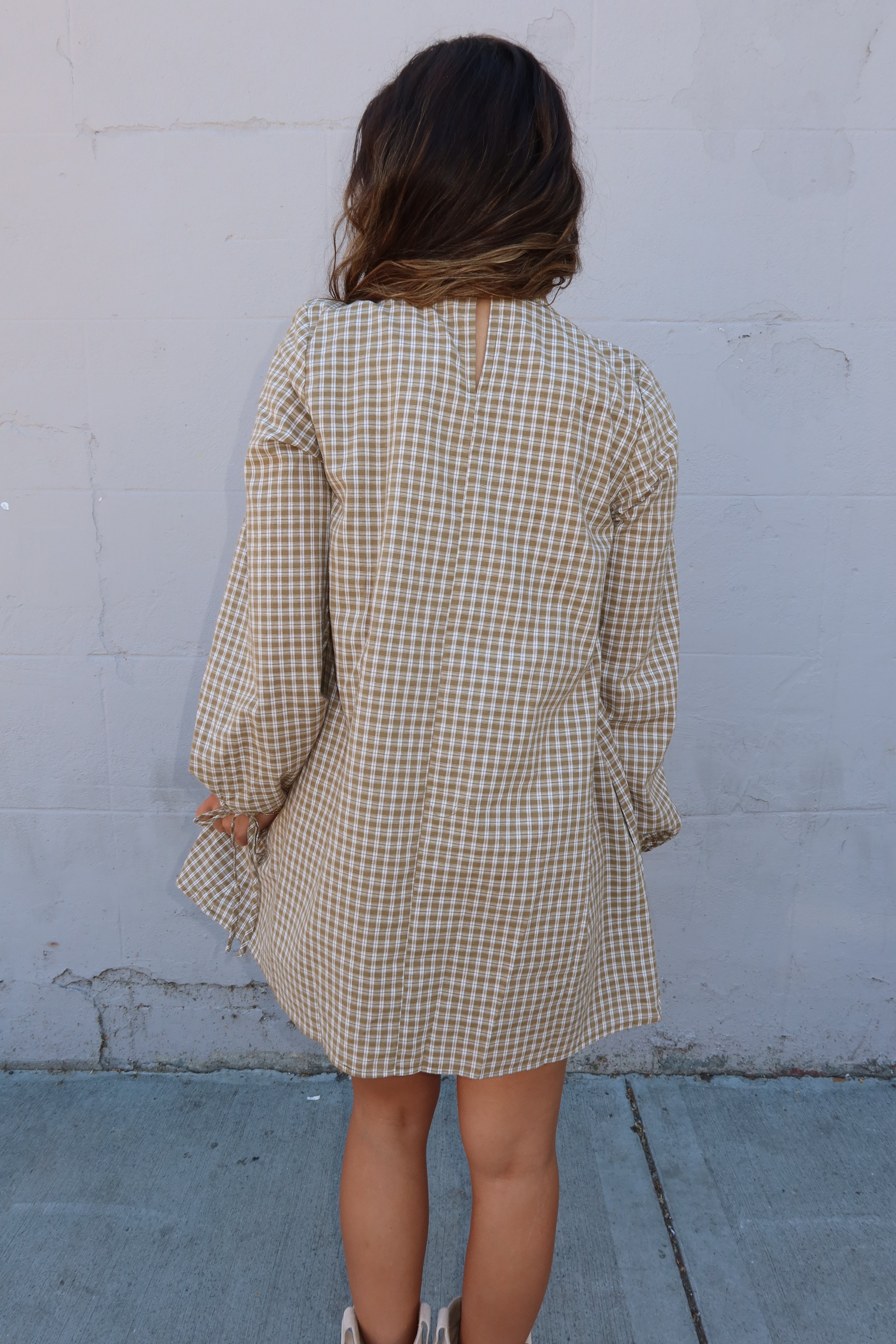 Autumn Plaid Olive Mini Dress