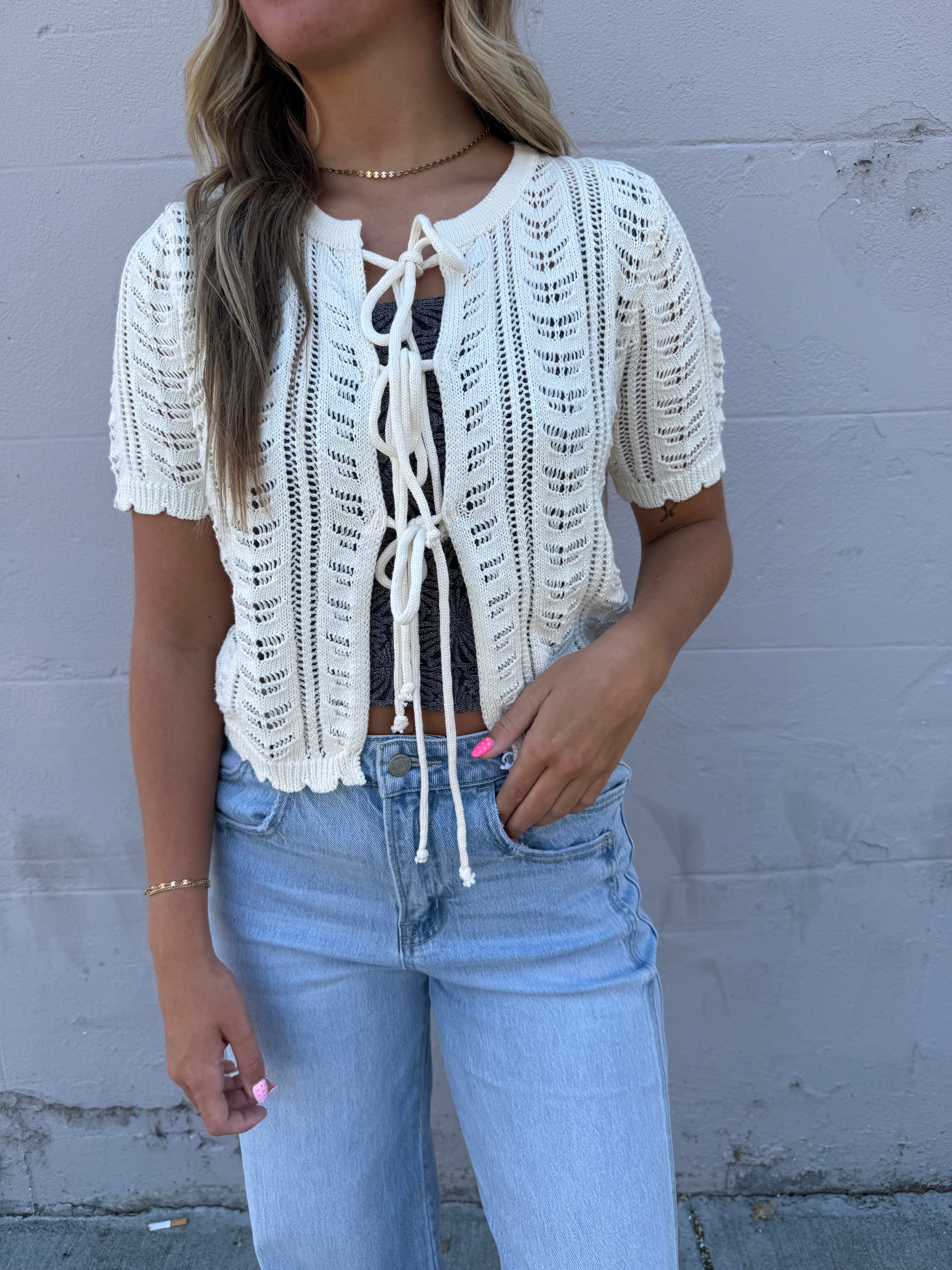 Sweet Knit-Tie Sweater