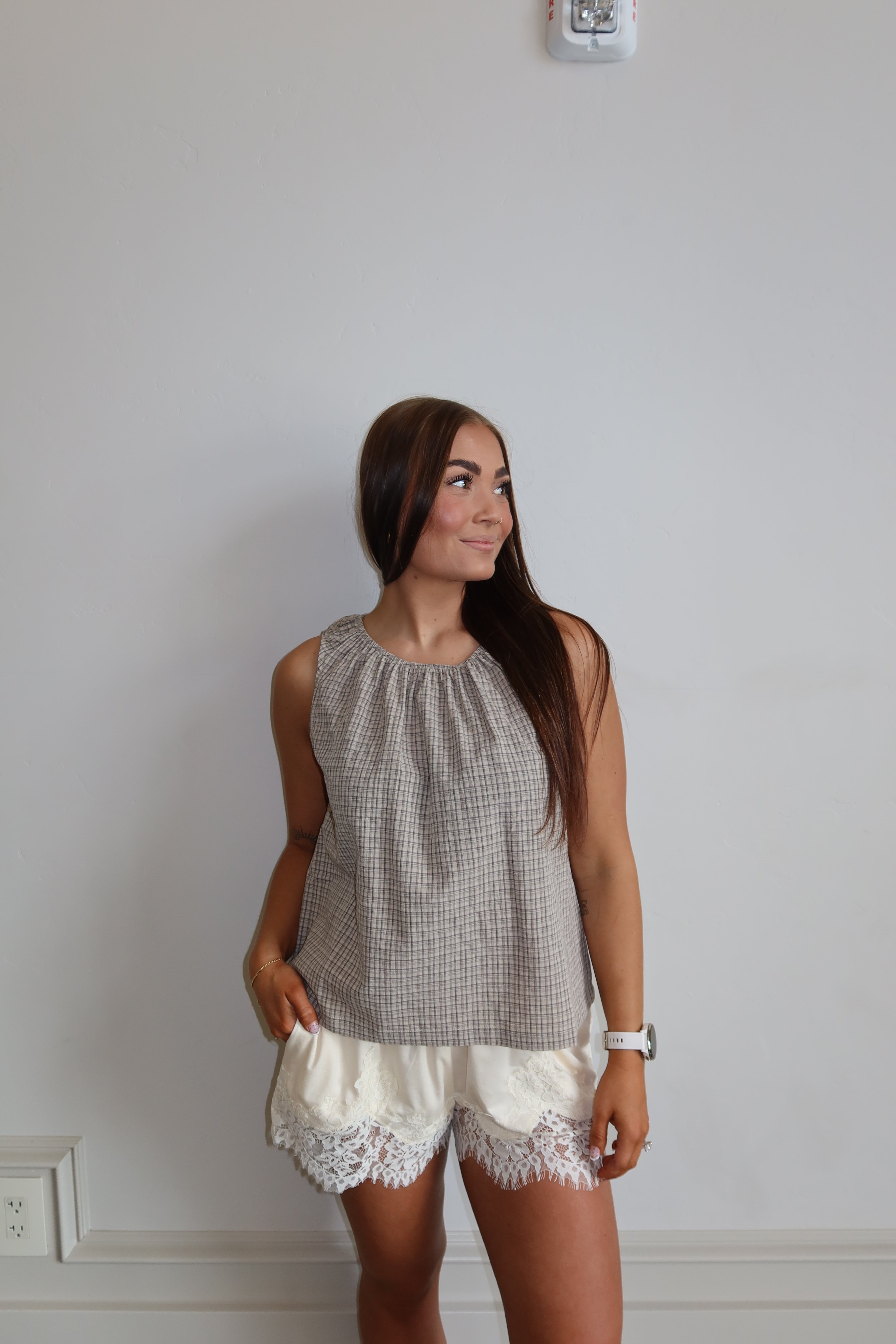Moonstone Check Blouse