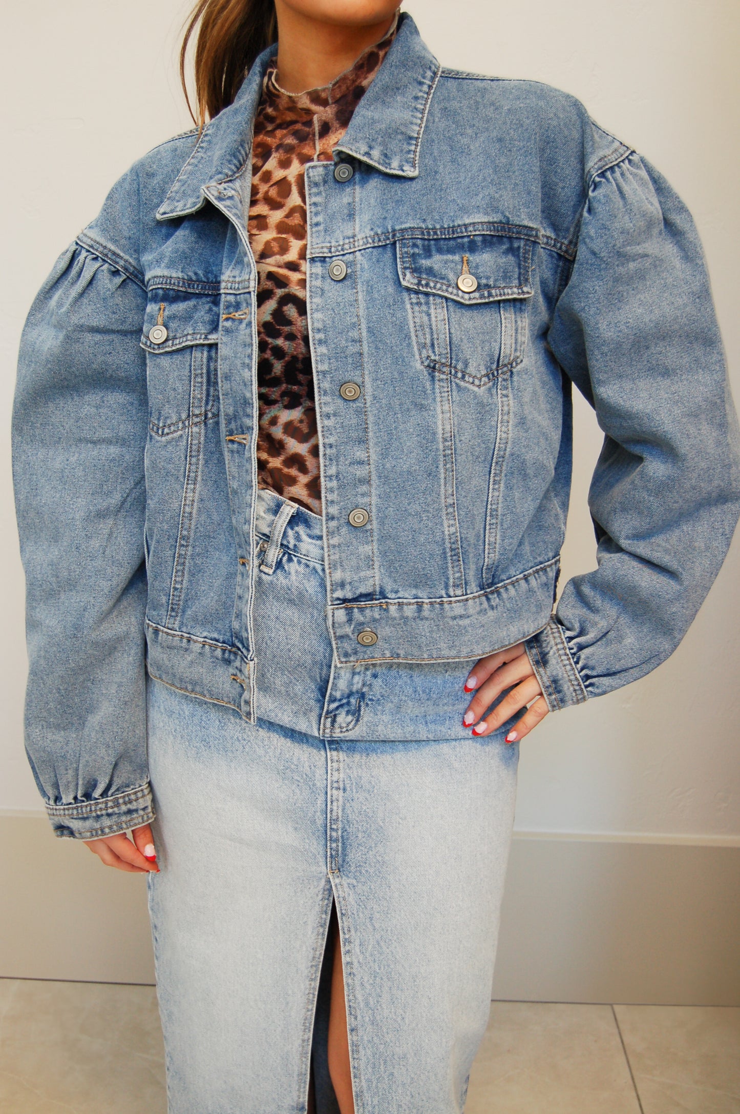 Puff Sleeves Denim Jacket