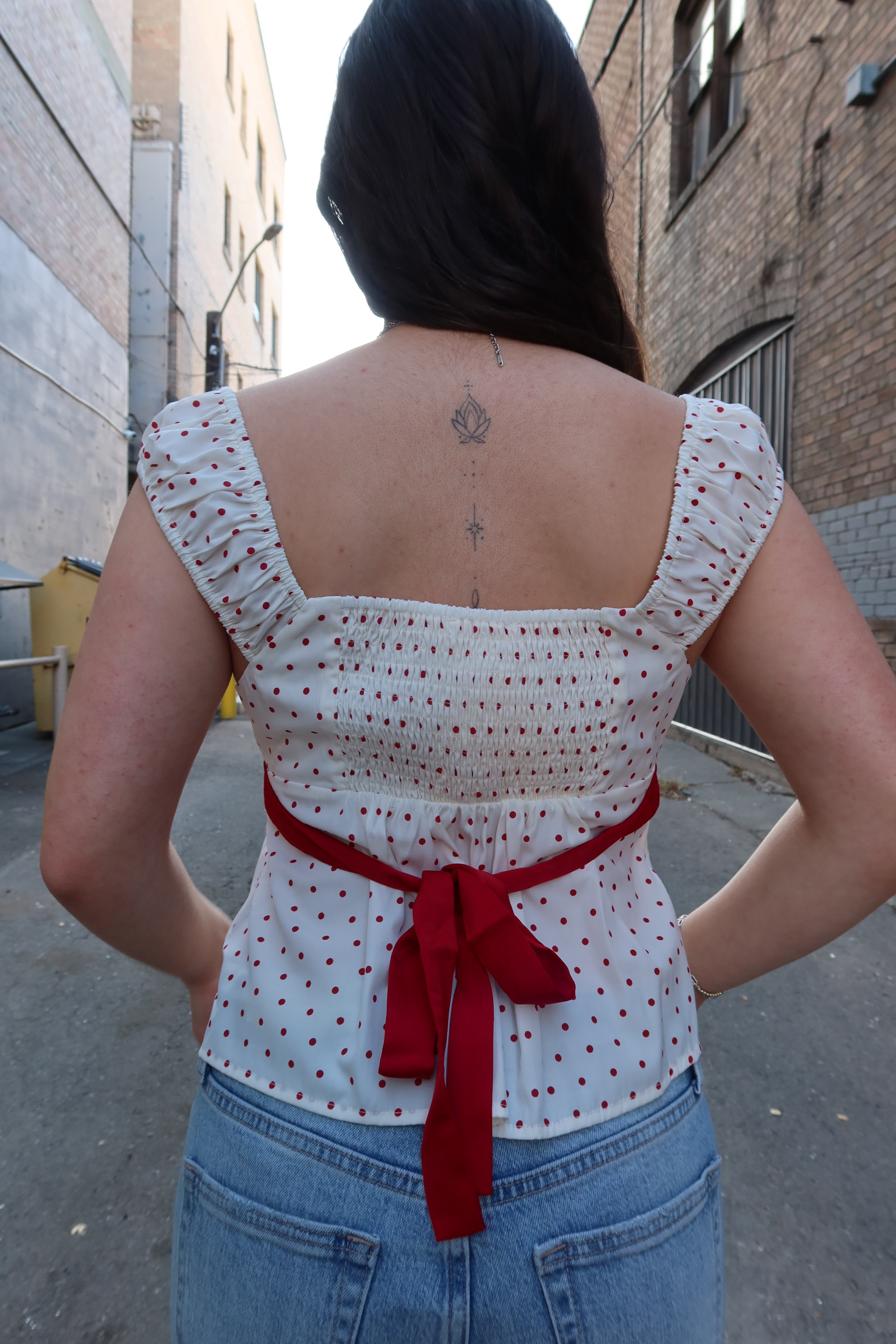 Red Polka Dop Top