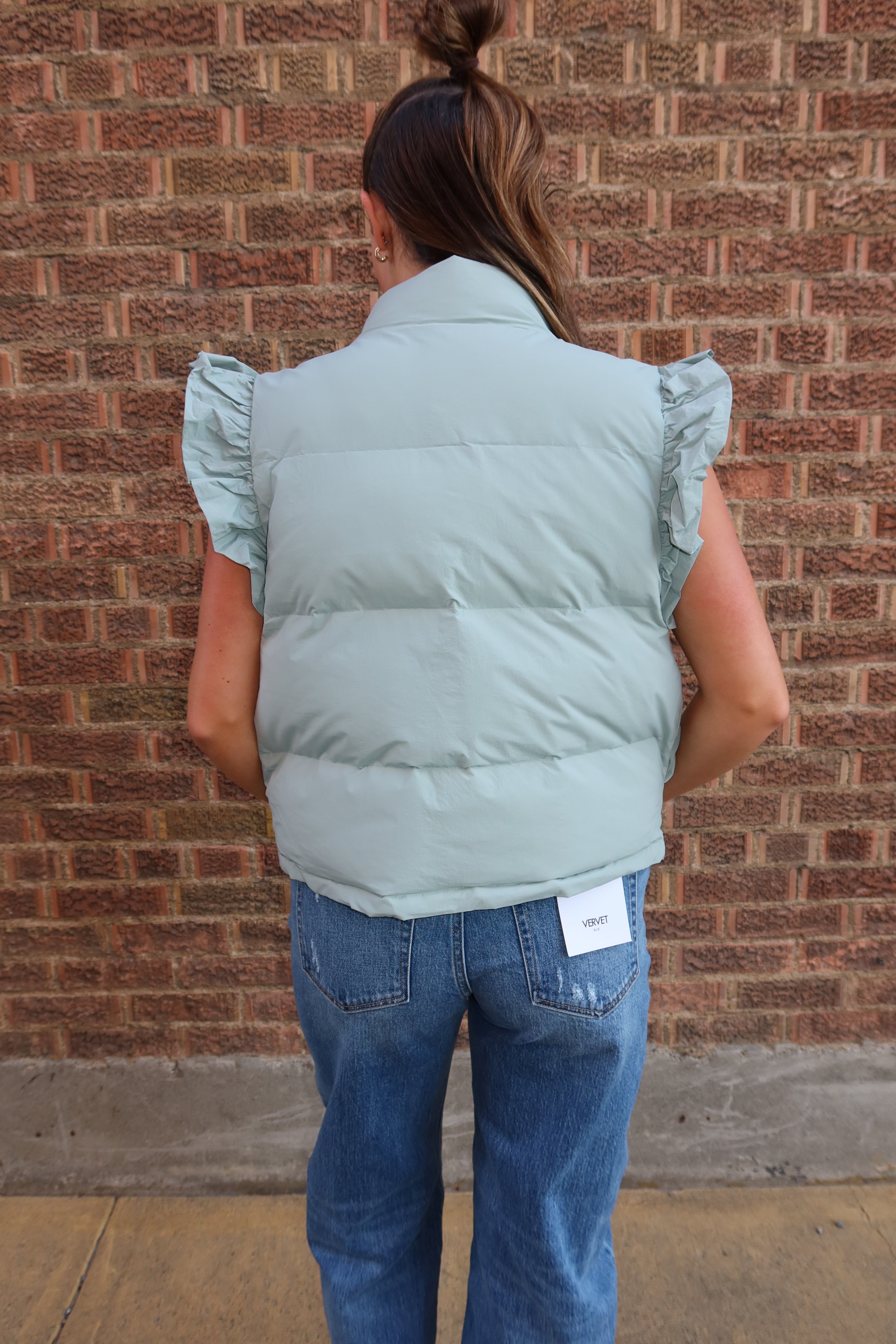 Coastal Breeze Ruffle Puffer Vest