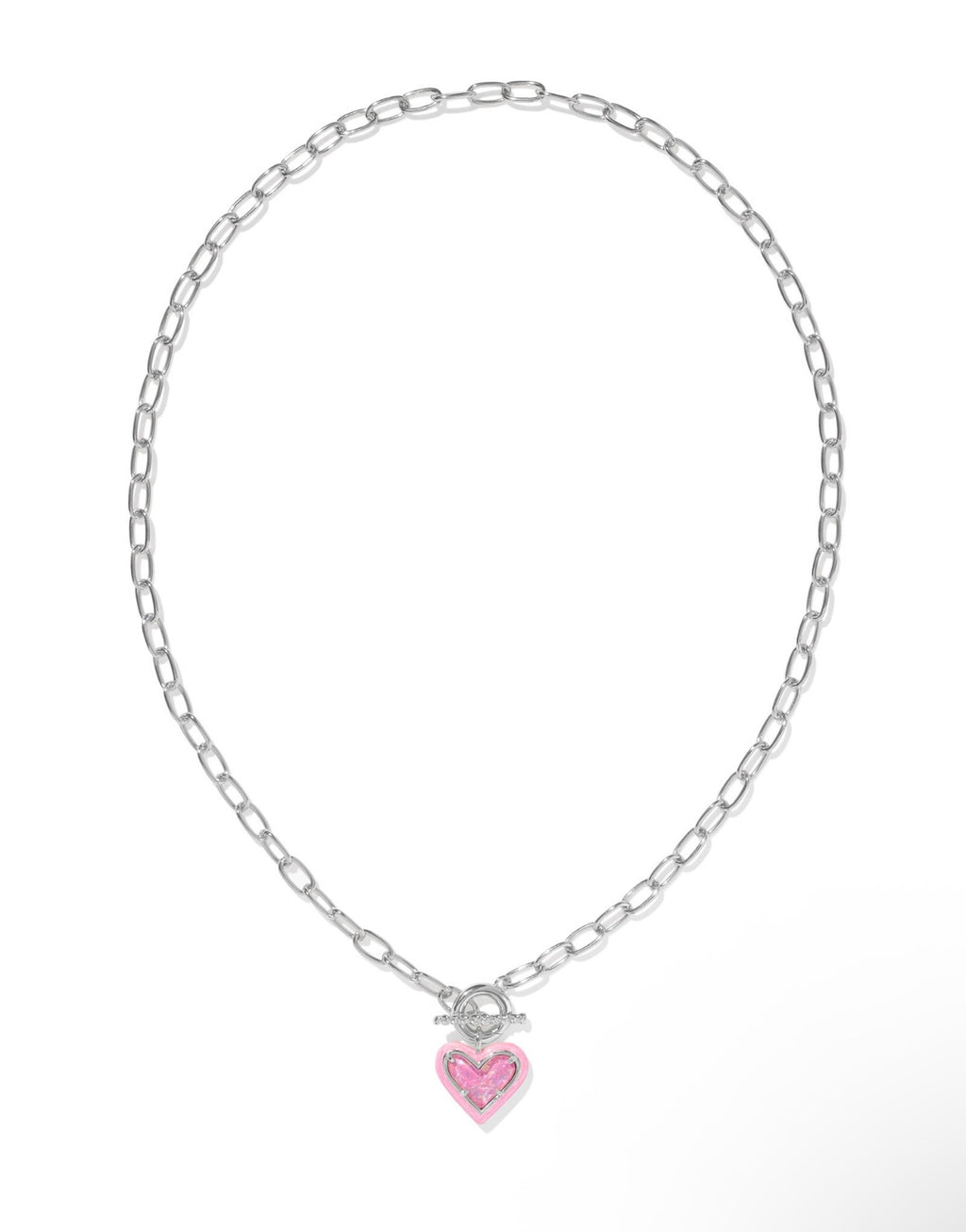 Ari Heart Enamel Frame Link and Chain Necklace