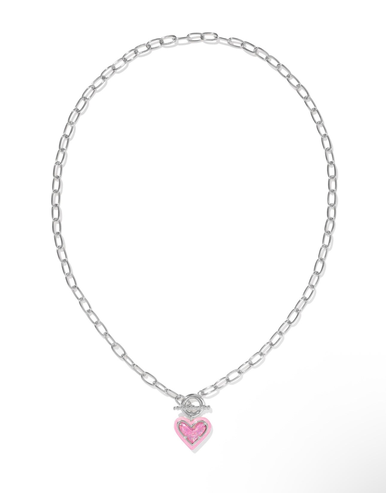 Ari Heart Enamel Frame Link and Chain Necklace
