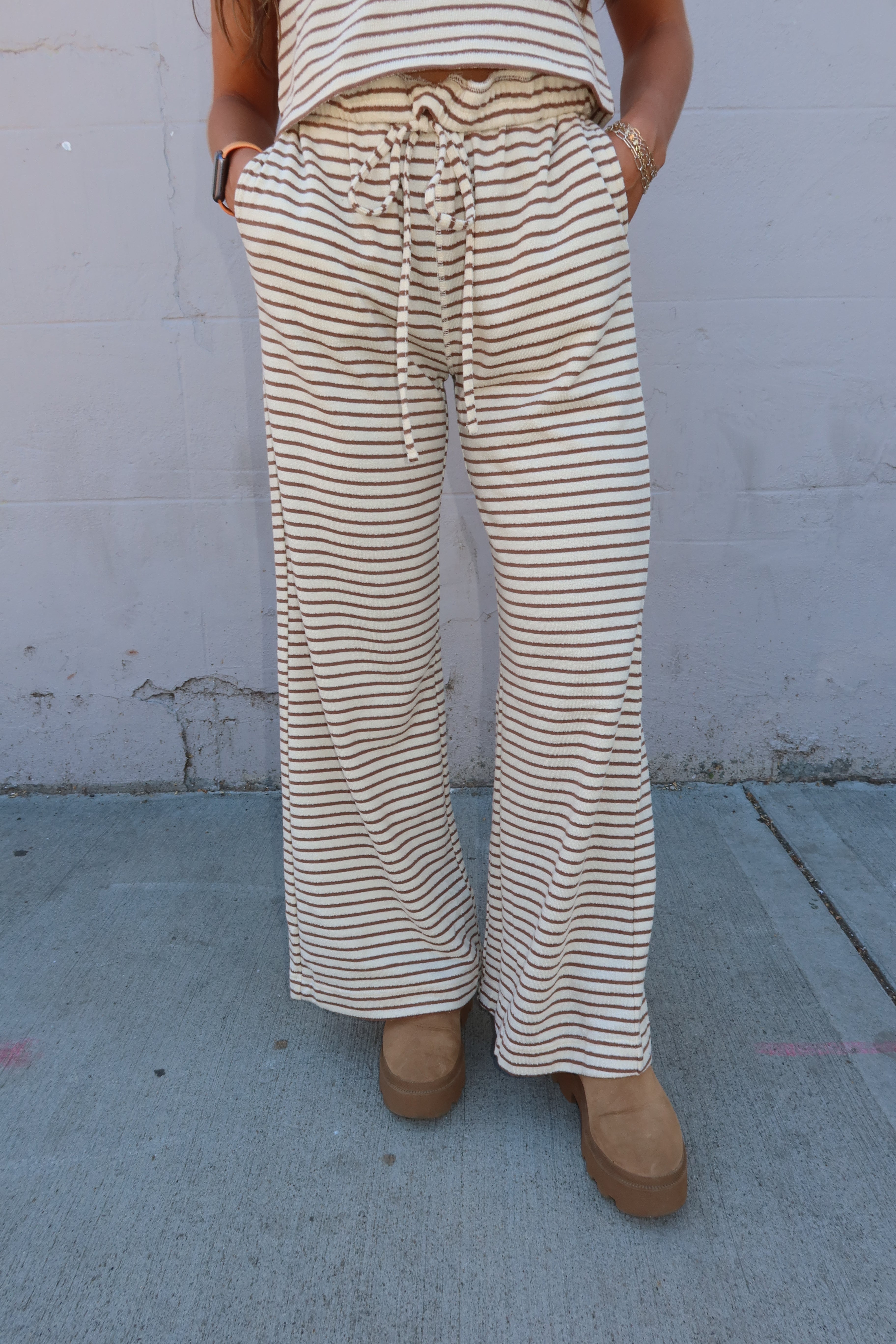 Cozy Cream & Cocoa Flare Pants