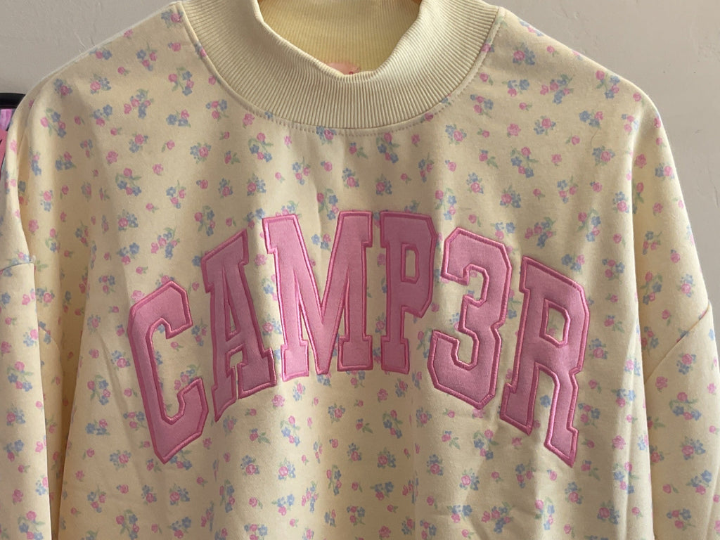 Yellow ditsy floral mock neck