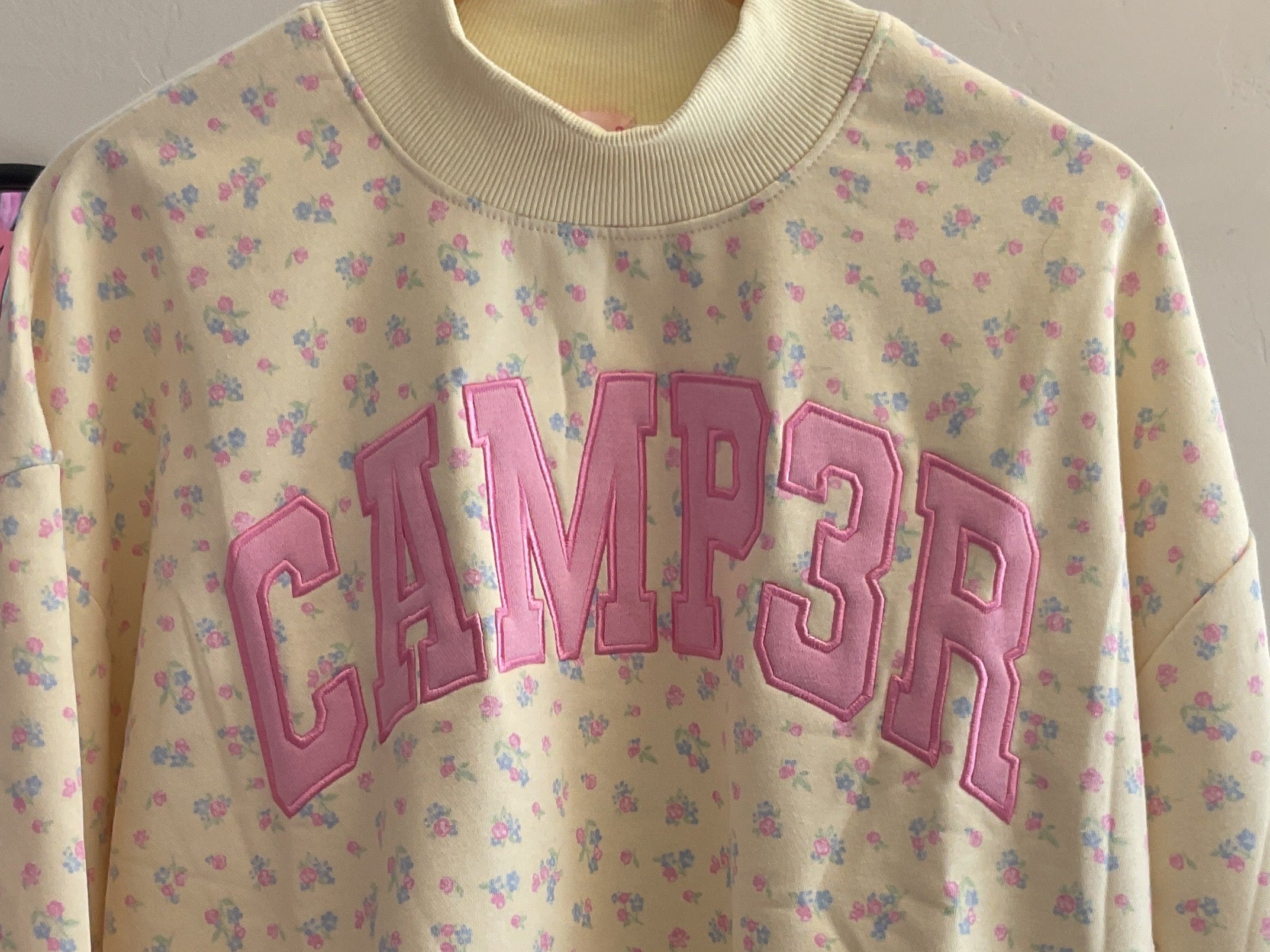 Yellow ditsy floral mock neck