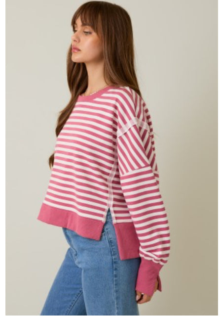 Blush Striped Sweatshirt
