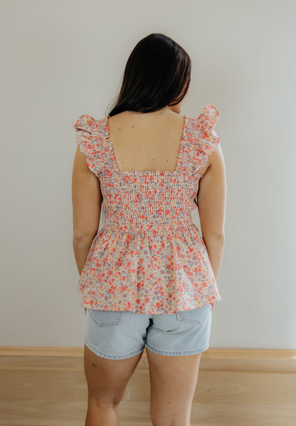 Bright blossom ruffle tank