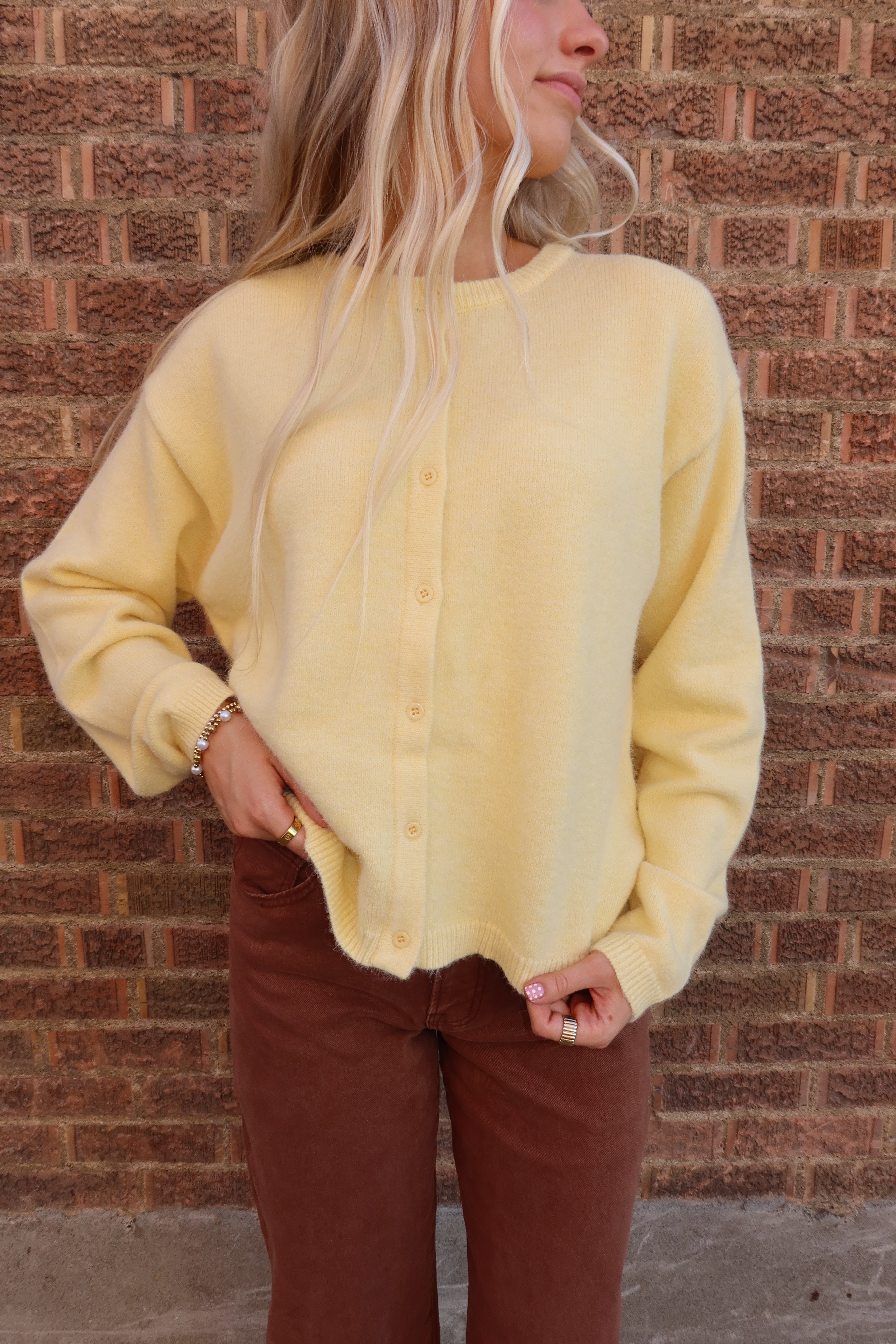 Golden Glow Button Sweater