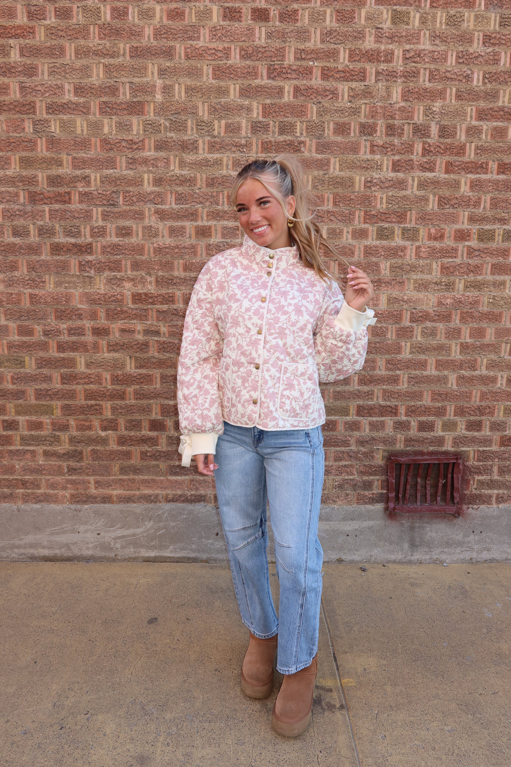 Ivory Pink Floral Jacket