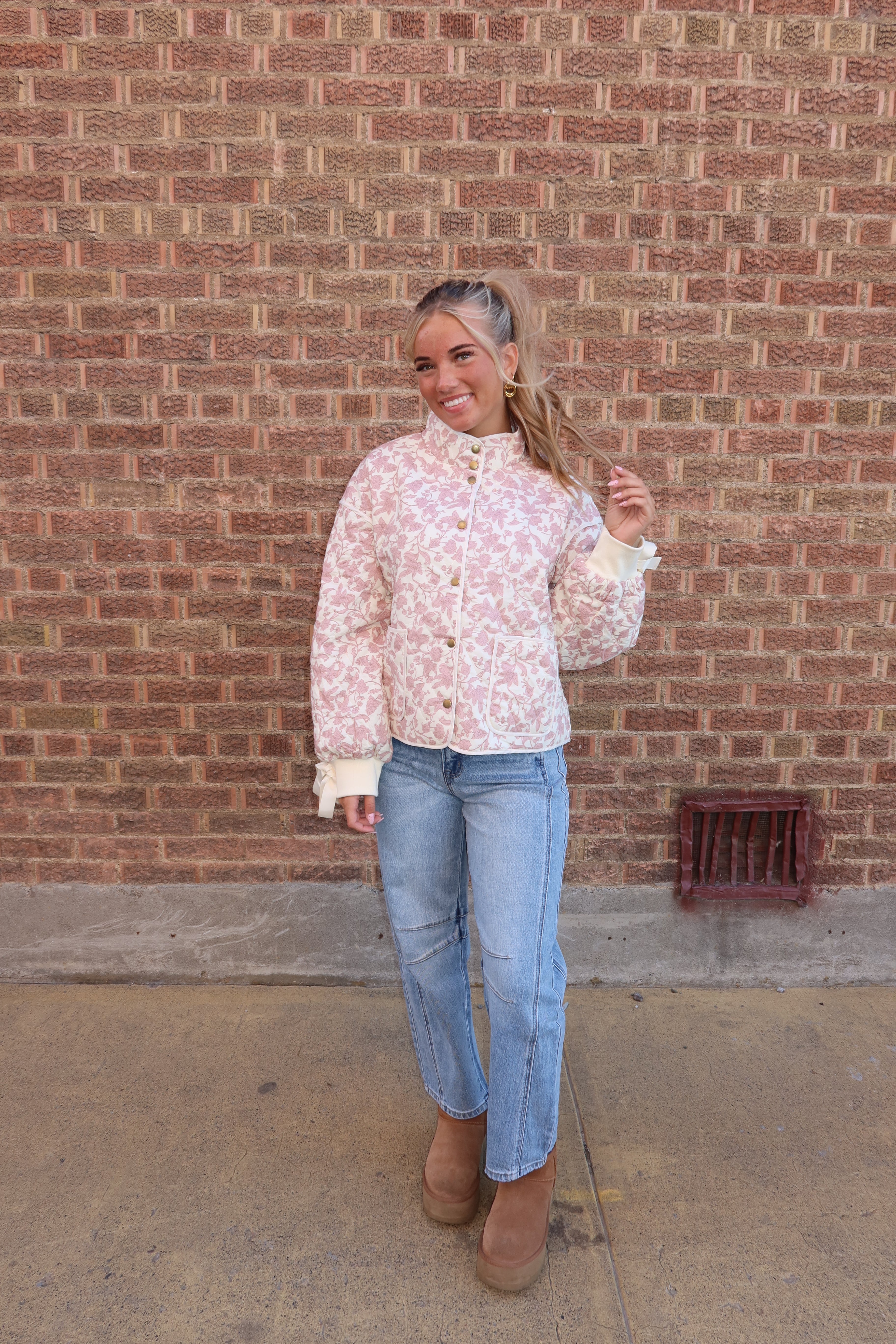 Ivory Pink Floral Jacket