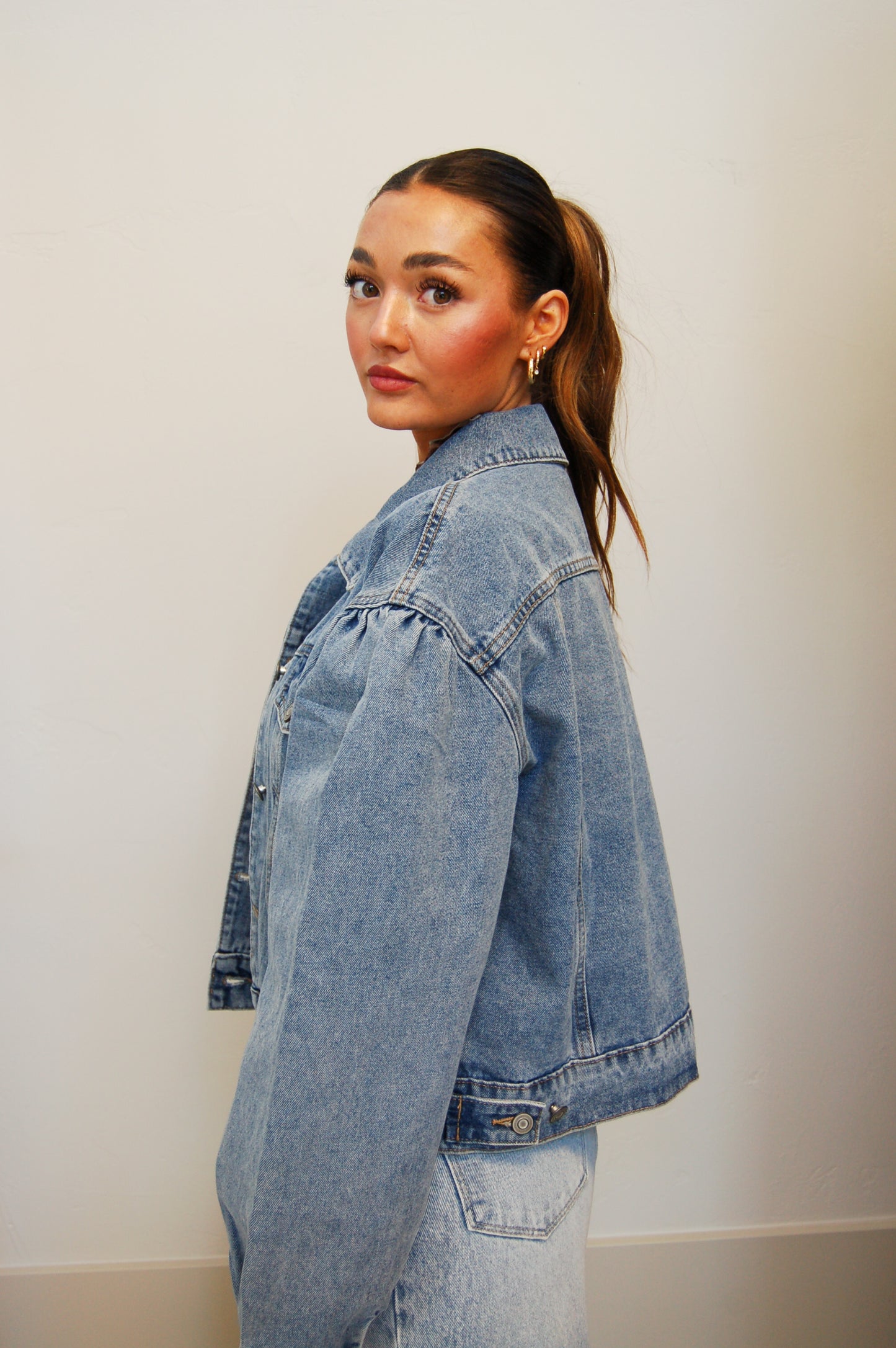 Puff Sleeves Denim Jacket