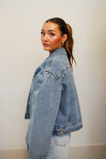 Puff Sleeves Denim Jacket