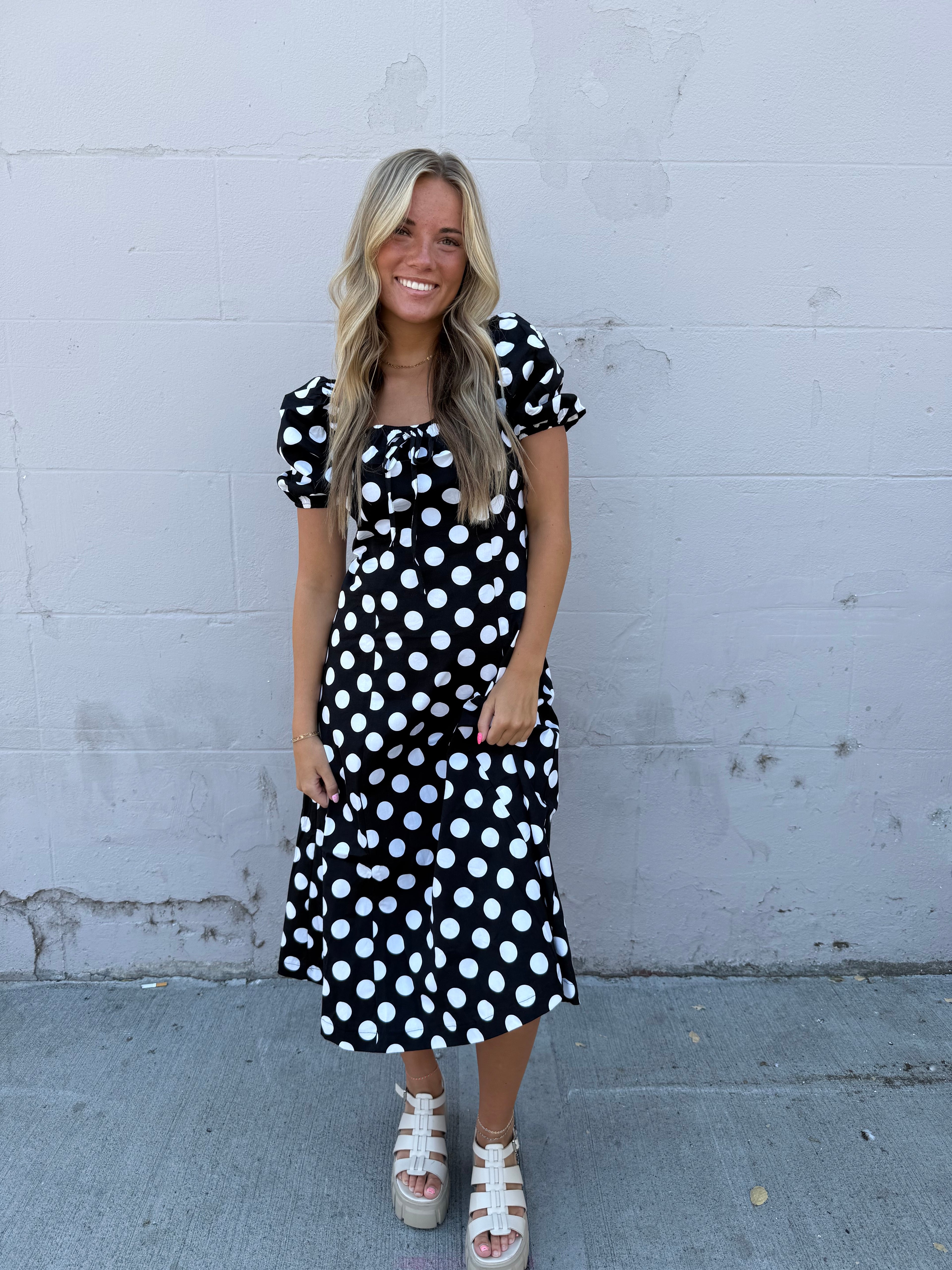 Midnight Dots Midi Dress