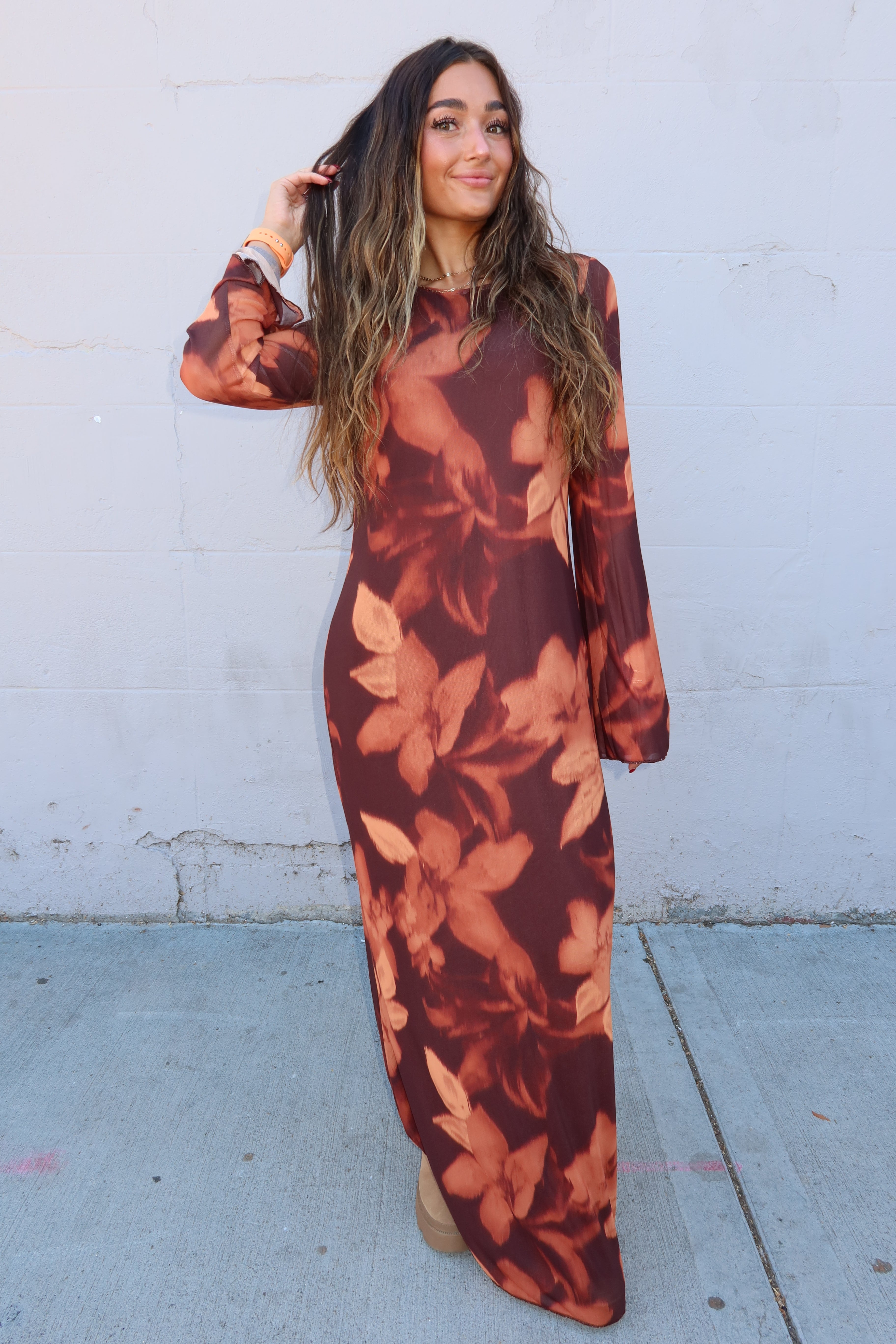 Autumn Haze Sheer Dress