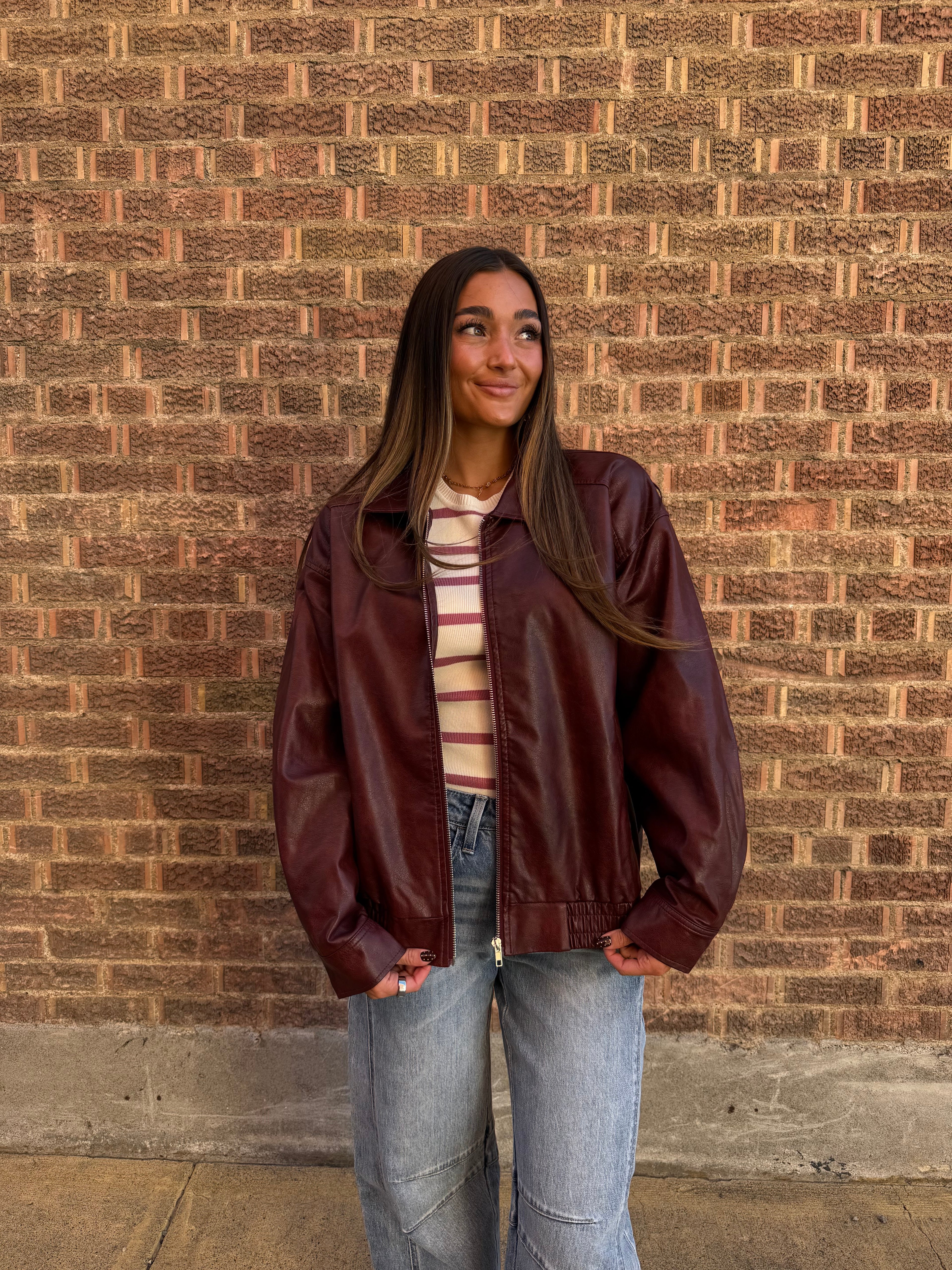Crimson Luxe Leather Jacket