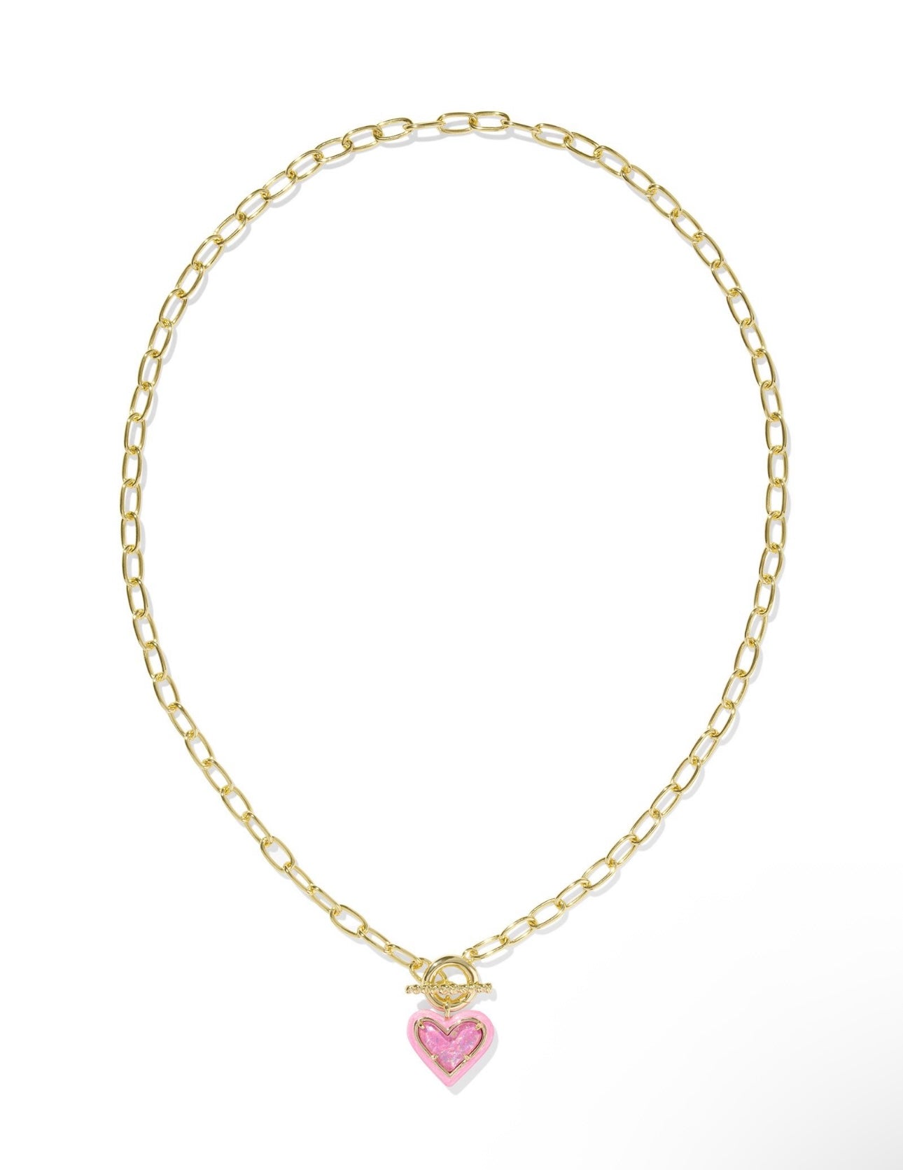 Ari Heart Enamel Frame Link and Chain Necklace