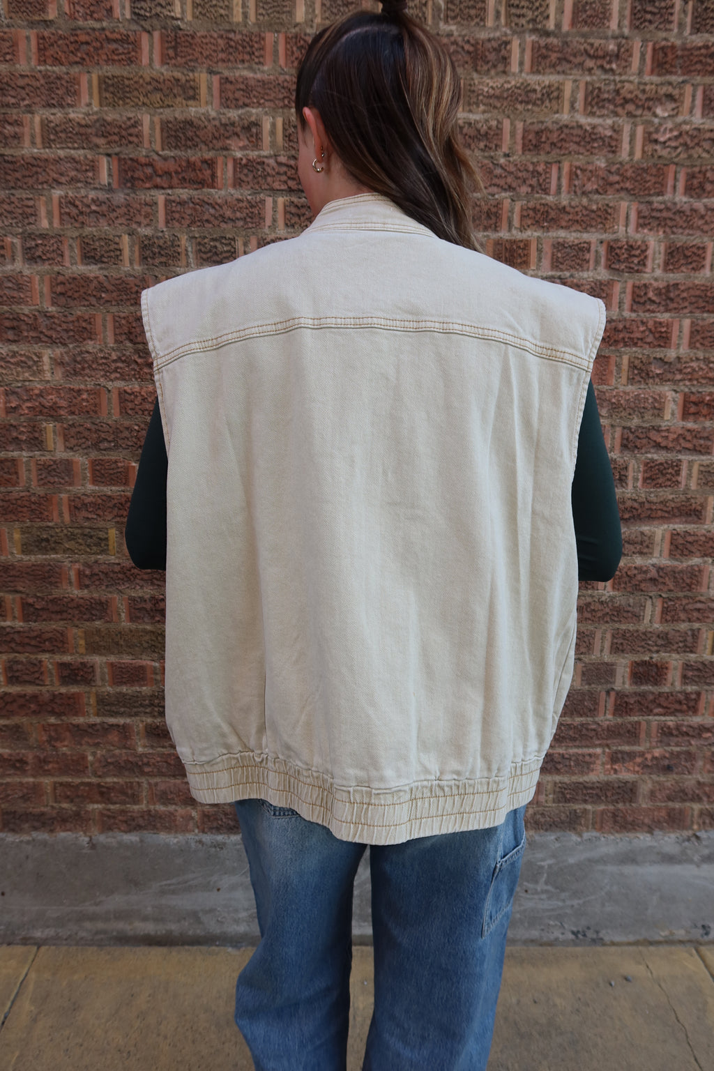 Beige Denim Vest