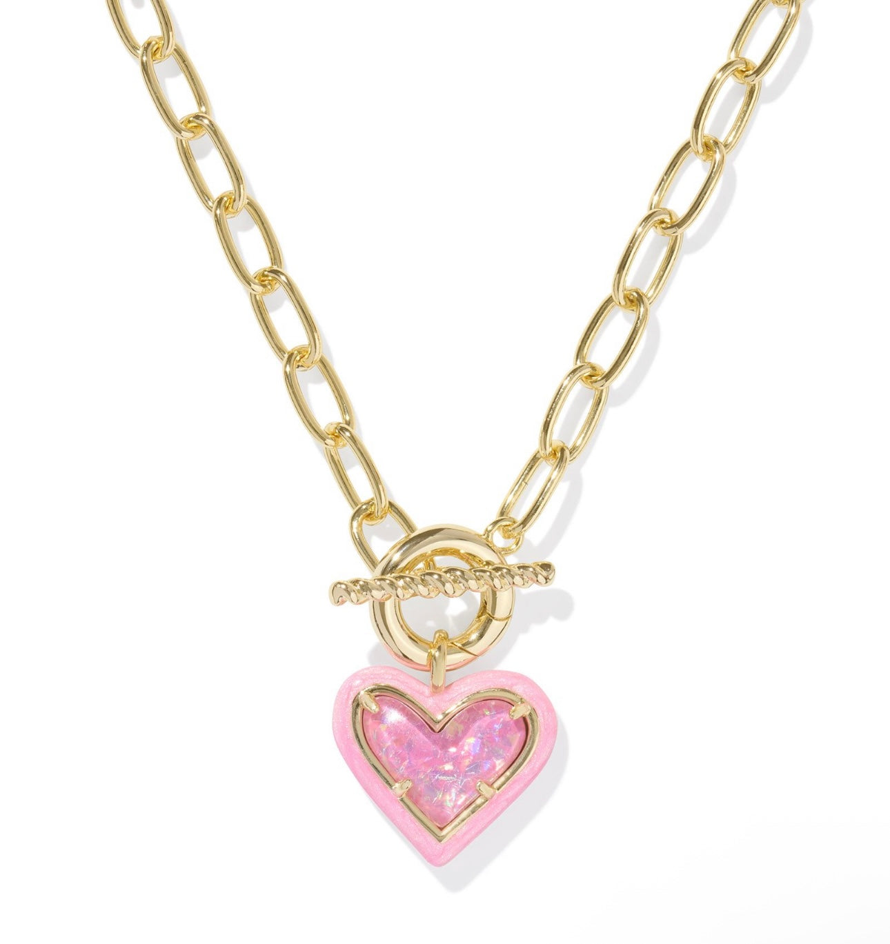 Ari Heart Enamel Frame Link and Chain Necklace