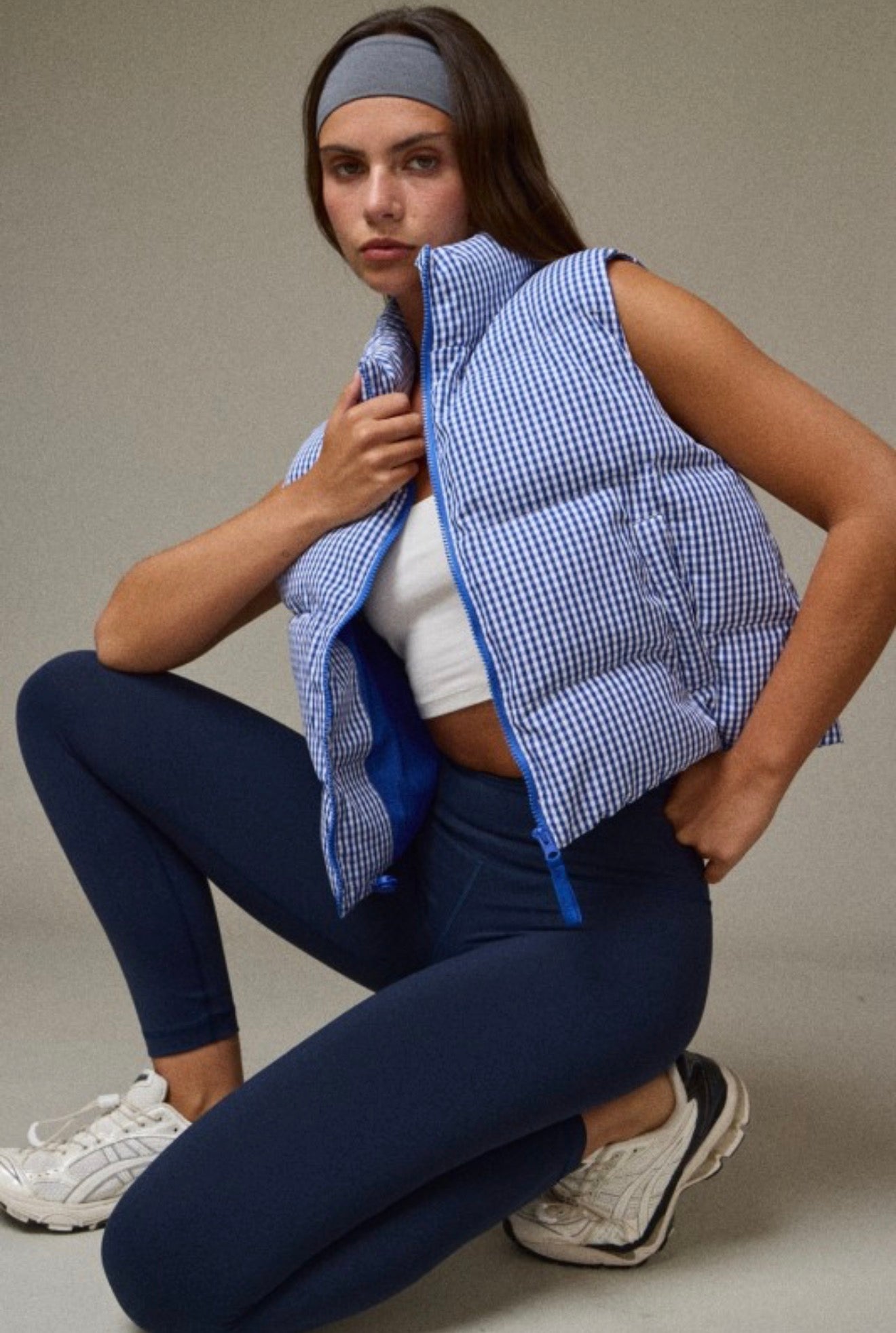 Green Gingham Grove Puffer Vest