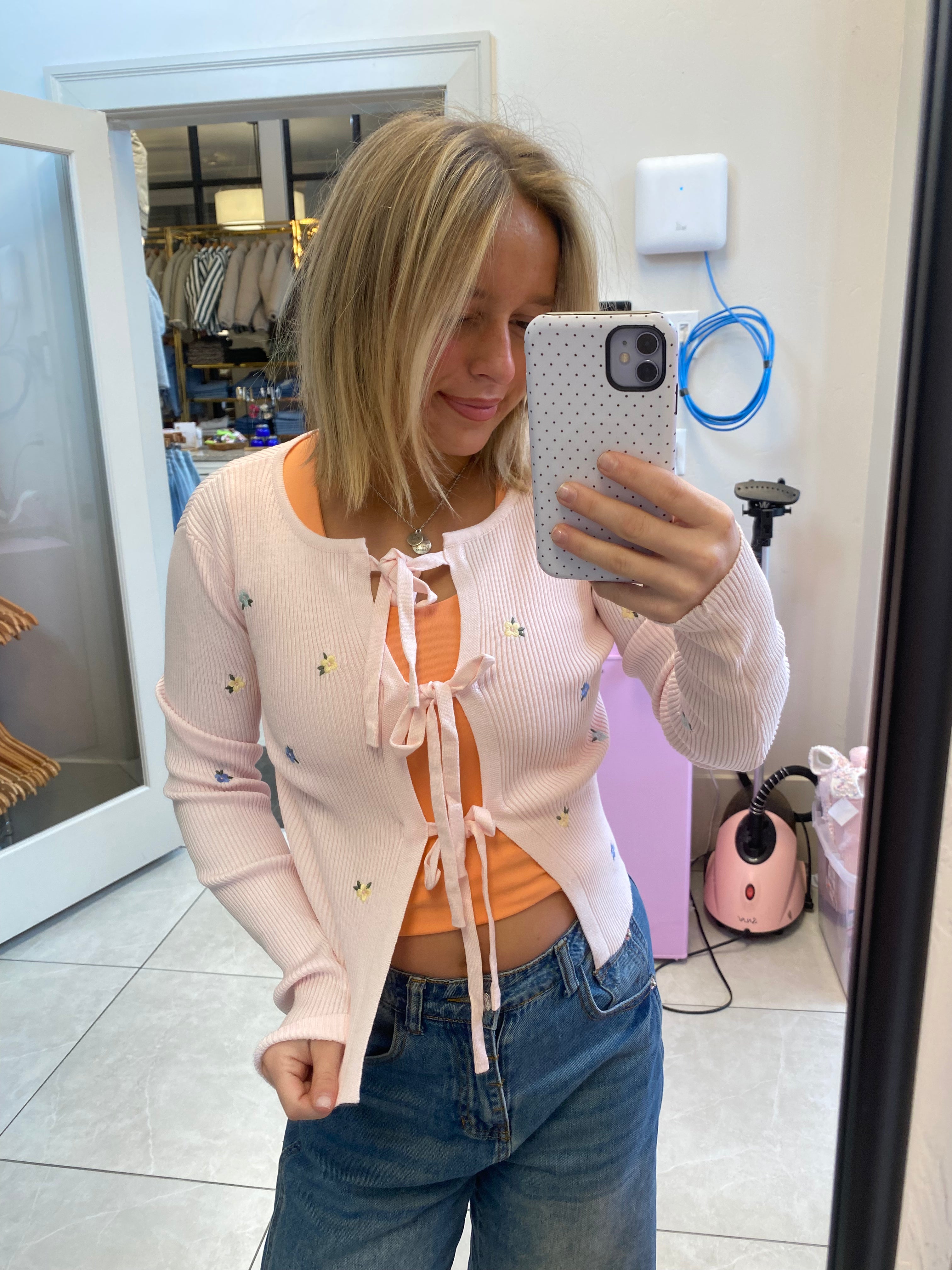 Blush Meadow Tie cardigan ￼