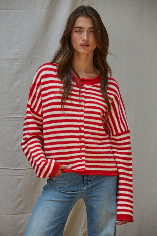 Ruby Ribbons Button Up Sweater