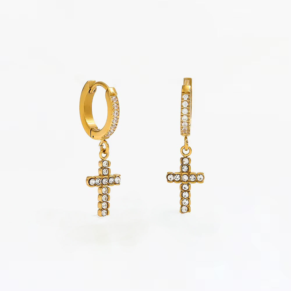 Divine Diamond Cross Earrings