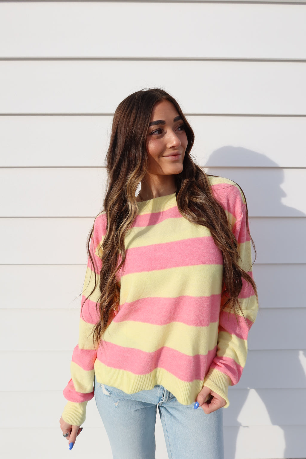 Pink lemonade Striped Sweater