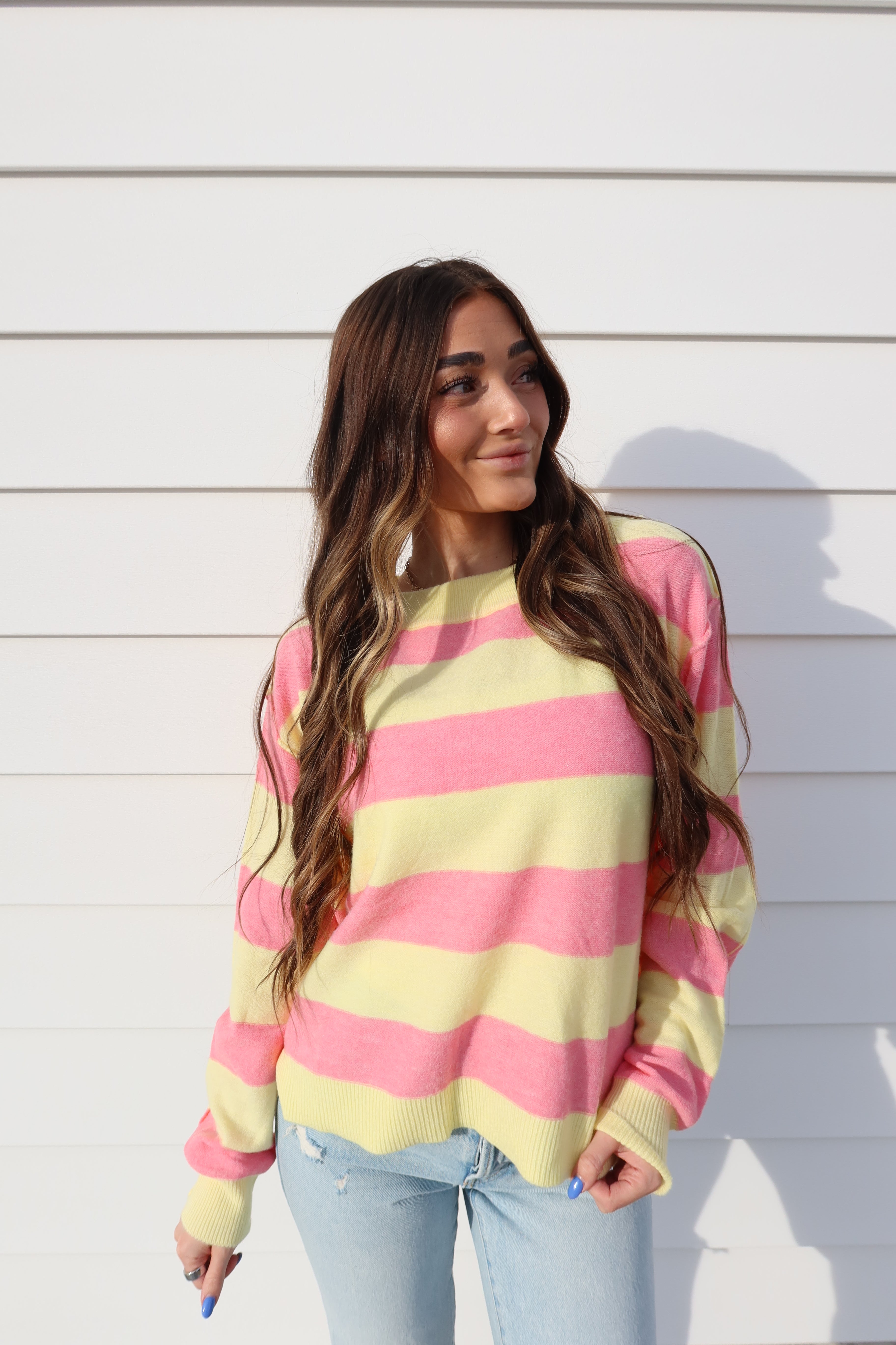 Pink lemonade Striped Sweater