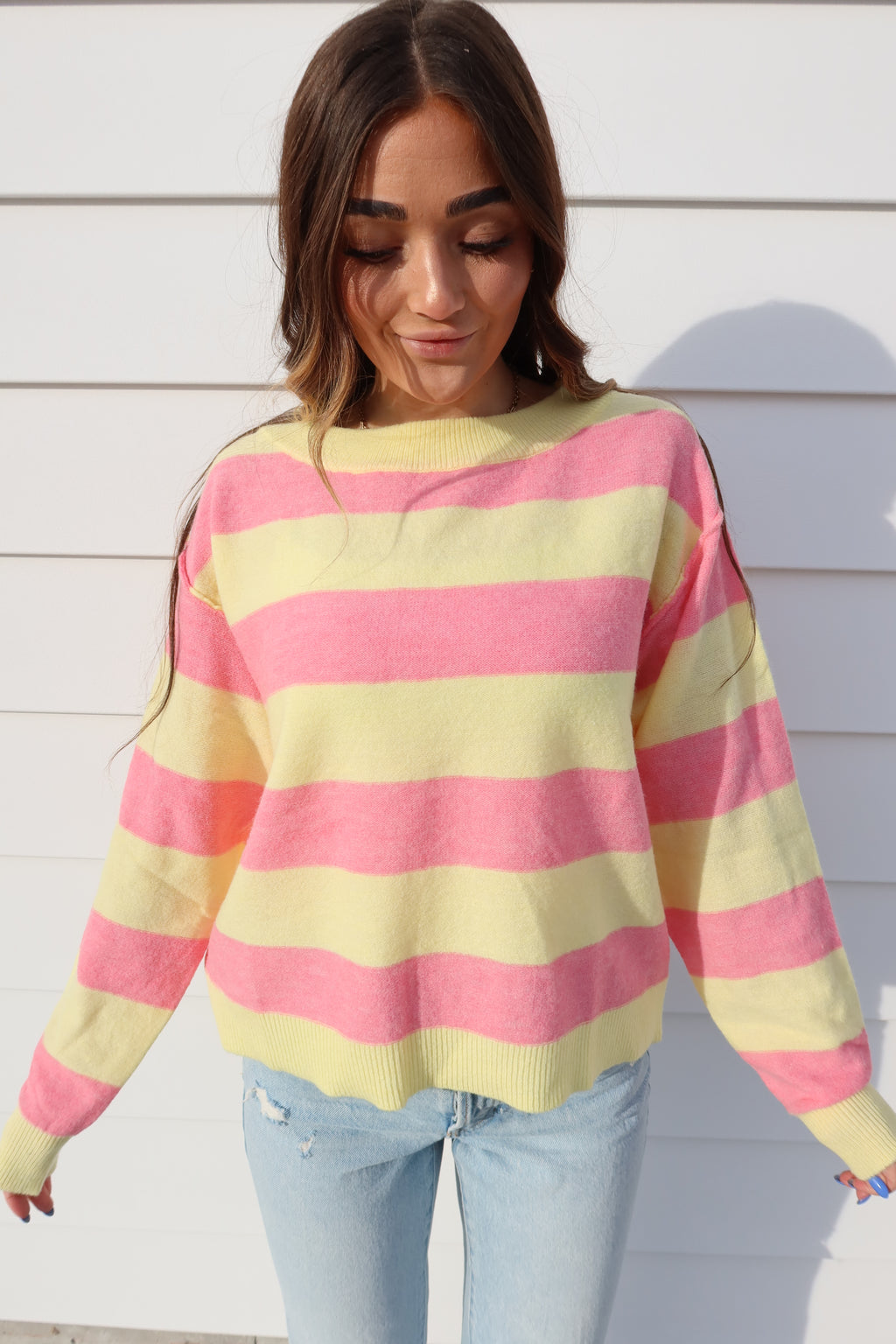 Pink lemonade Striped Sweater