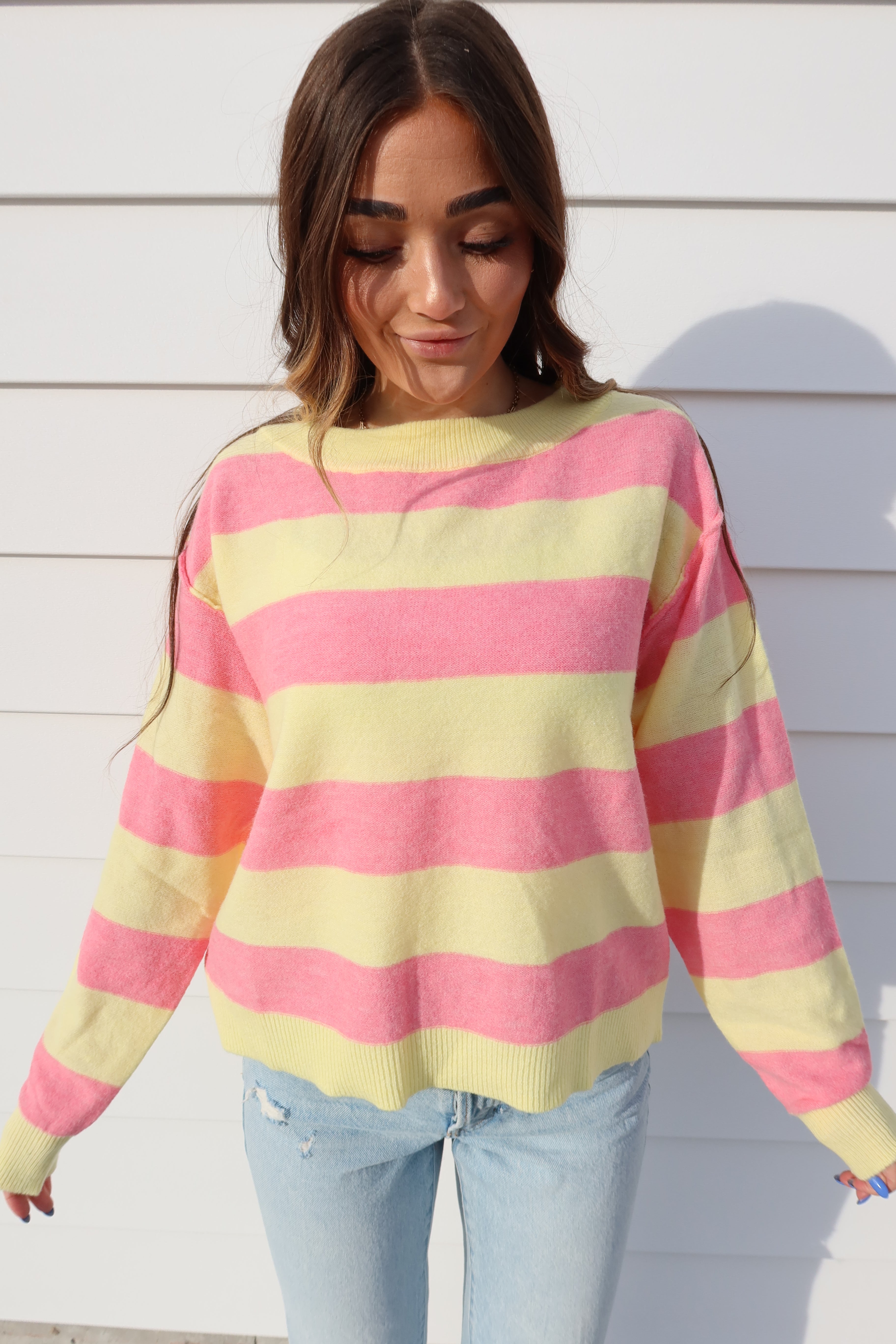 Pink lemonade Striped Sweater