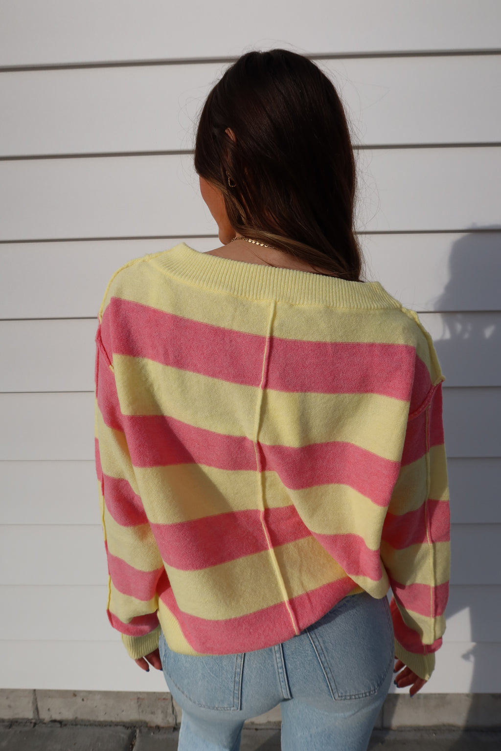Pink lemonade Striped Sweater