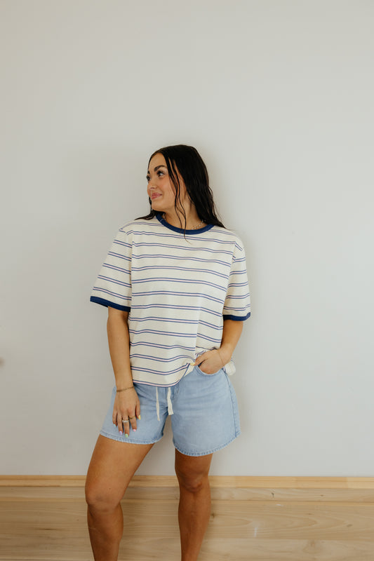 Colorblock Cotton Tee – Blue & Pink