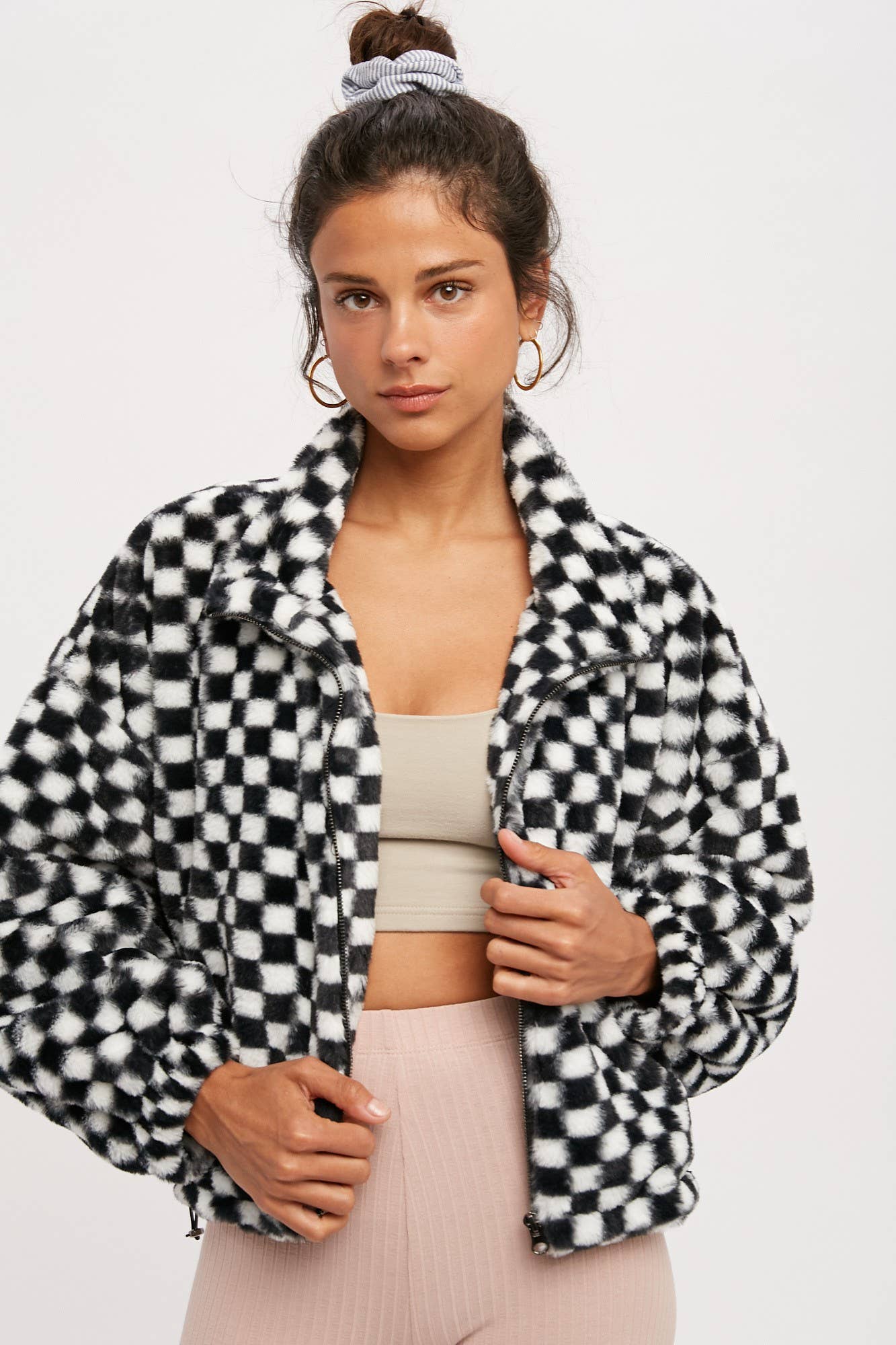 CHECKER TEDDY FALL JACKET