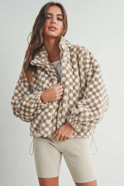 CHECKER TEDDY FALL JACKET