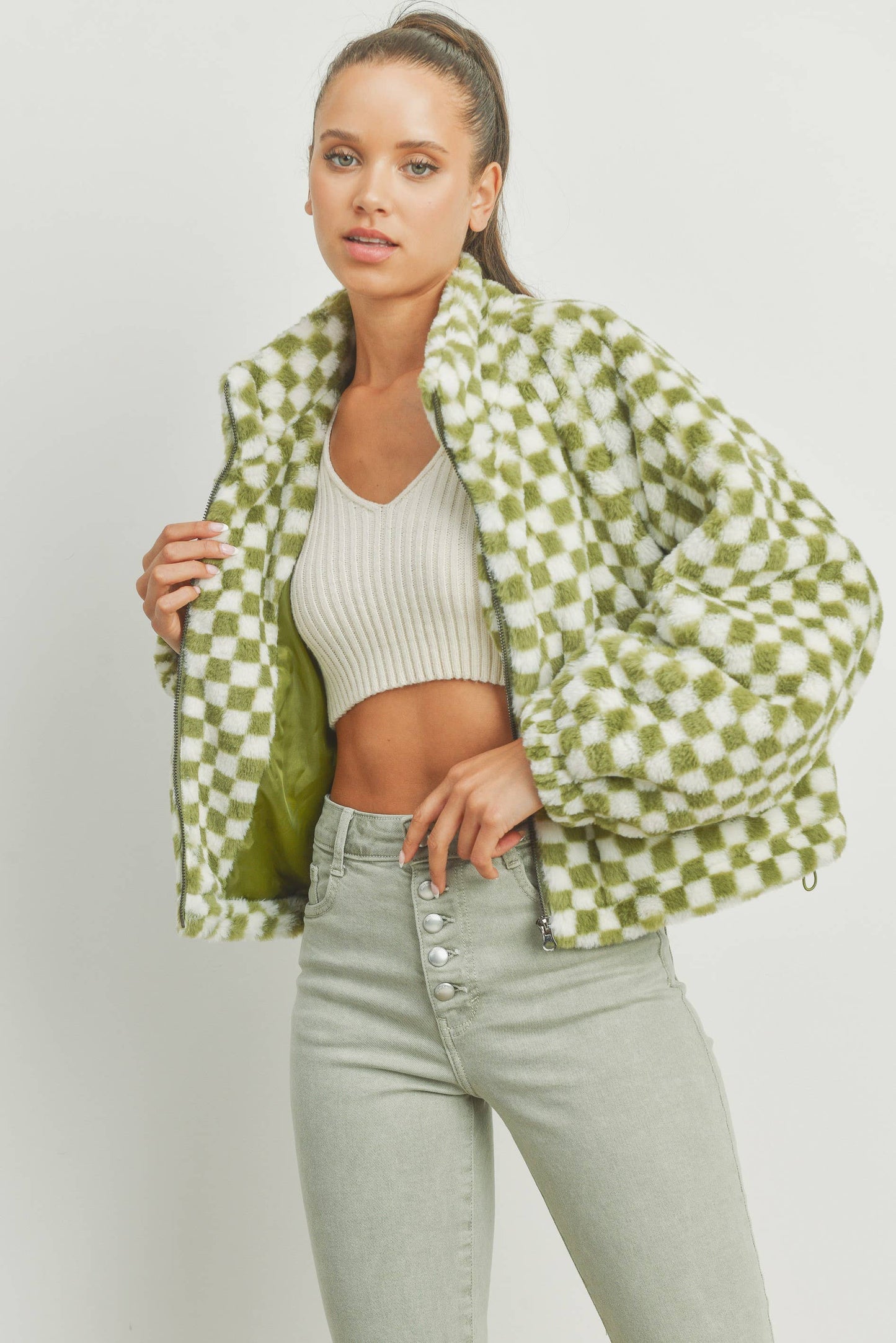 CHECKER TEDDY FALL JACKET