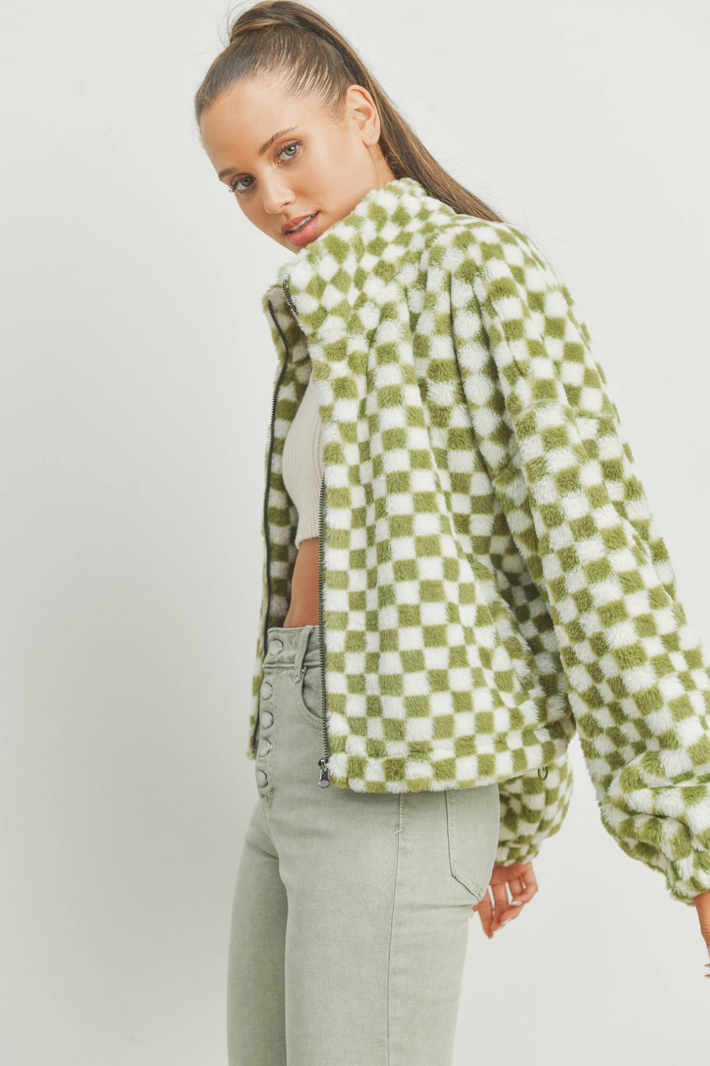 CHECKER TEDDY FALL JACKET