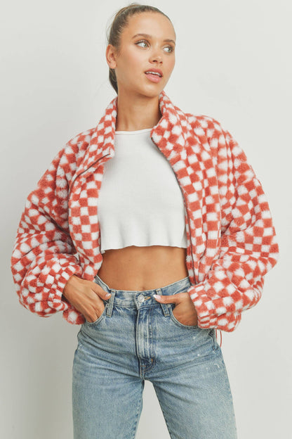 CHECKER TEDDY FALL JACKET