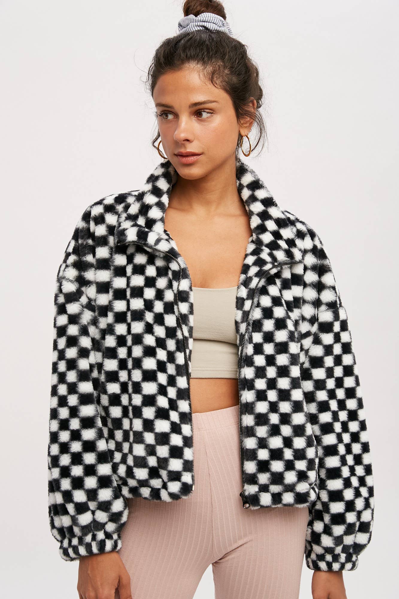 CHECKER TEDDY FALL JACKET